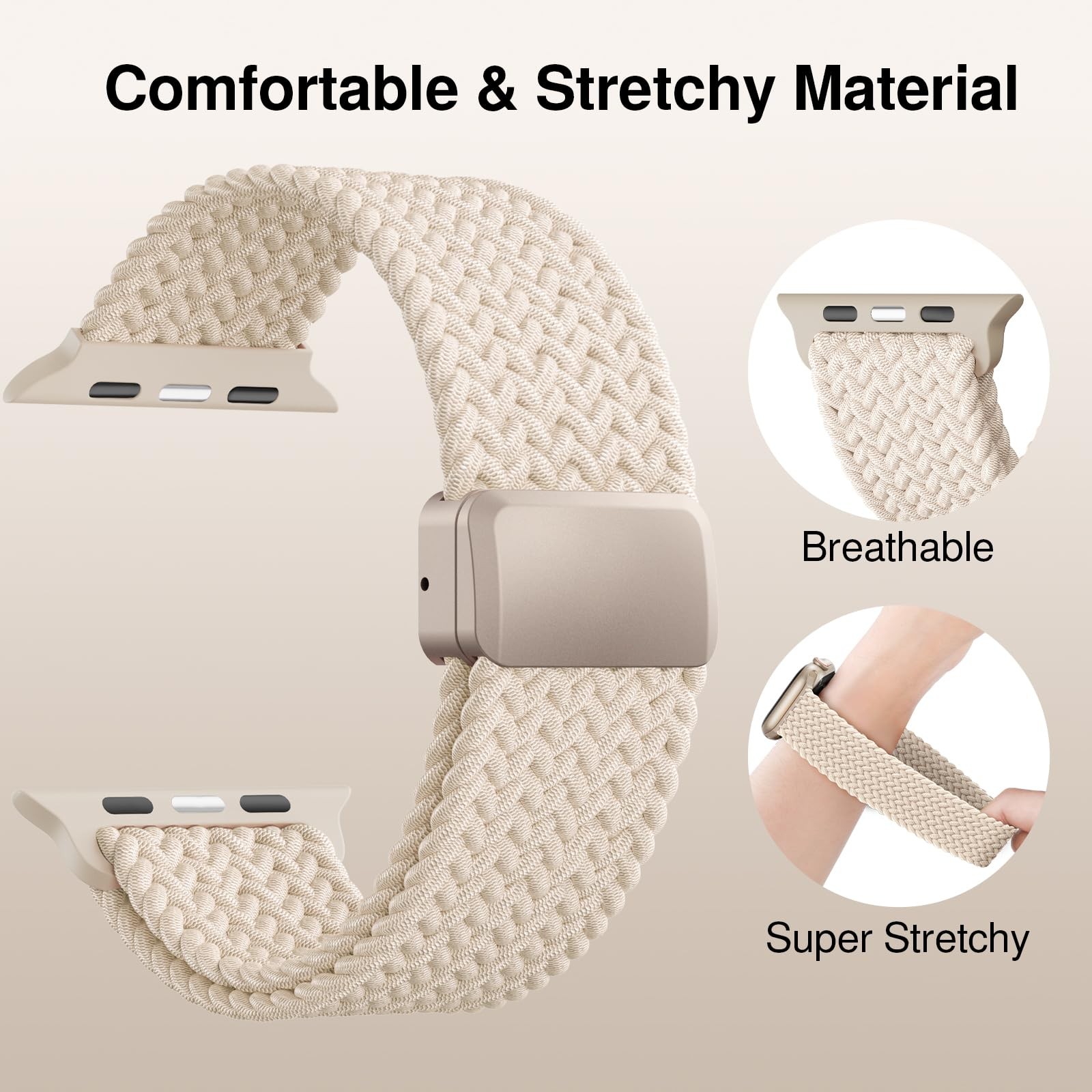 Braided Stretchy Band Compatible with Apple Watch Bands 38mm 40mm 41mm 42mm 44mm