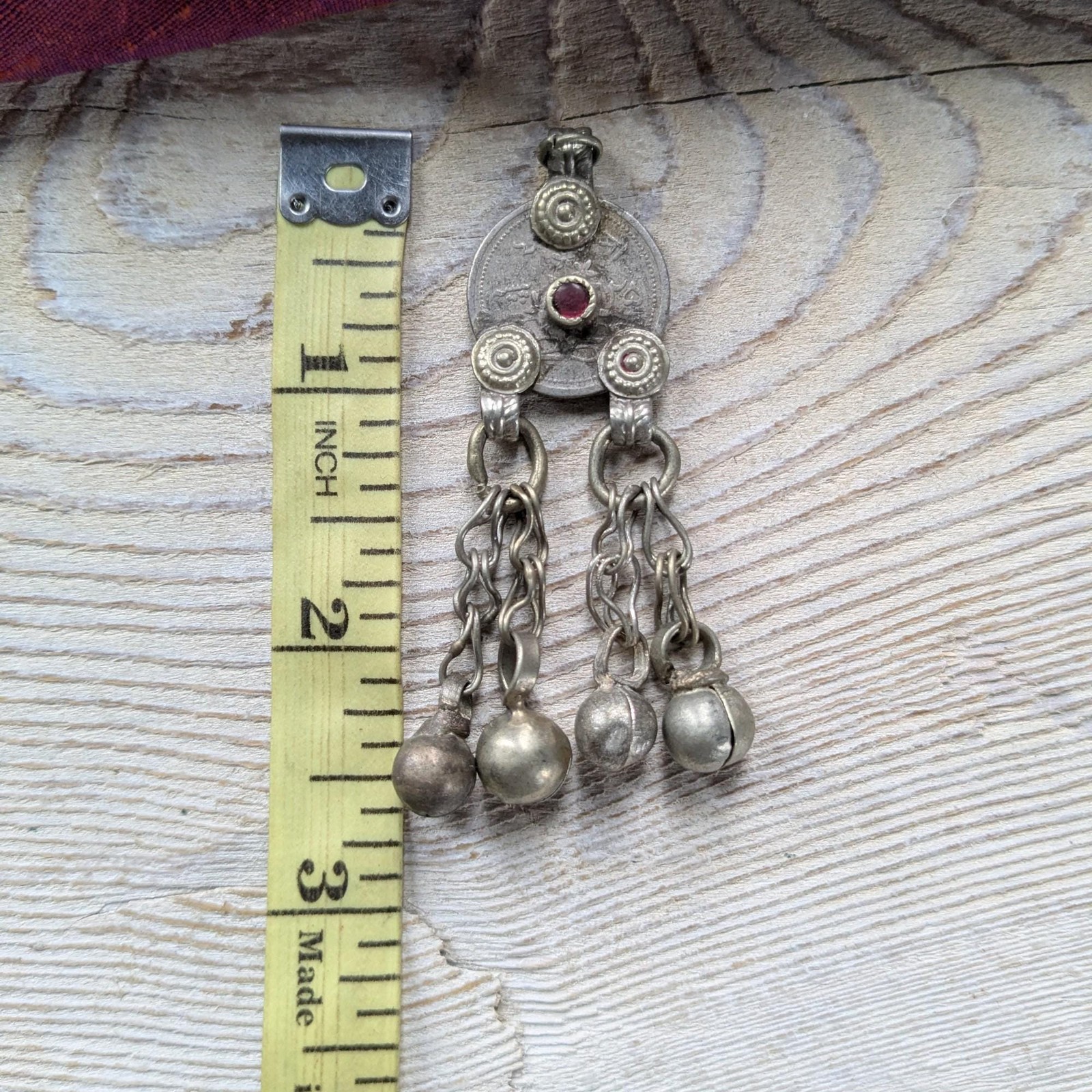 Kuchi Tribal Coin Vintage Jewelry Pendant Jingling Dangles Pinkish (20912)