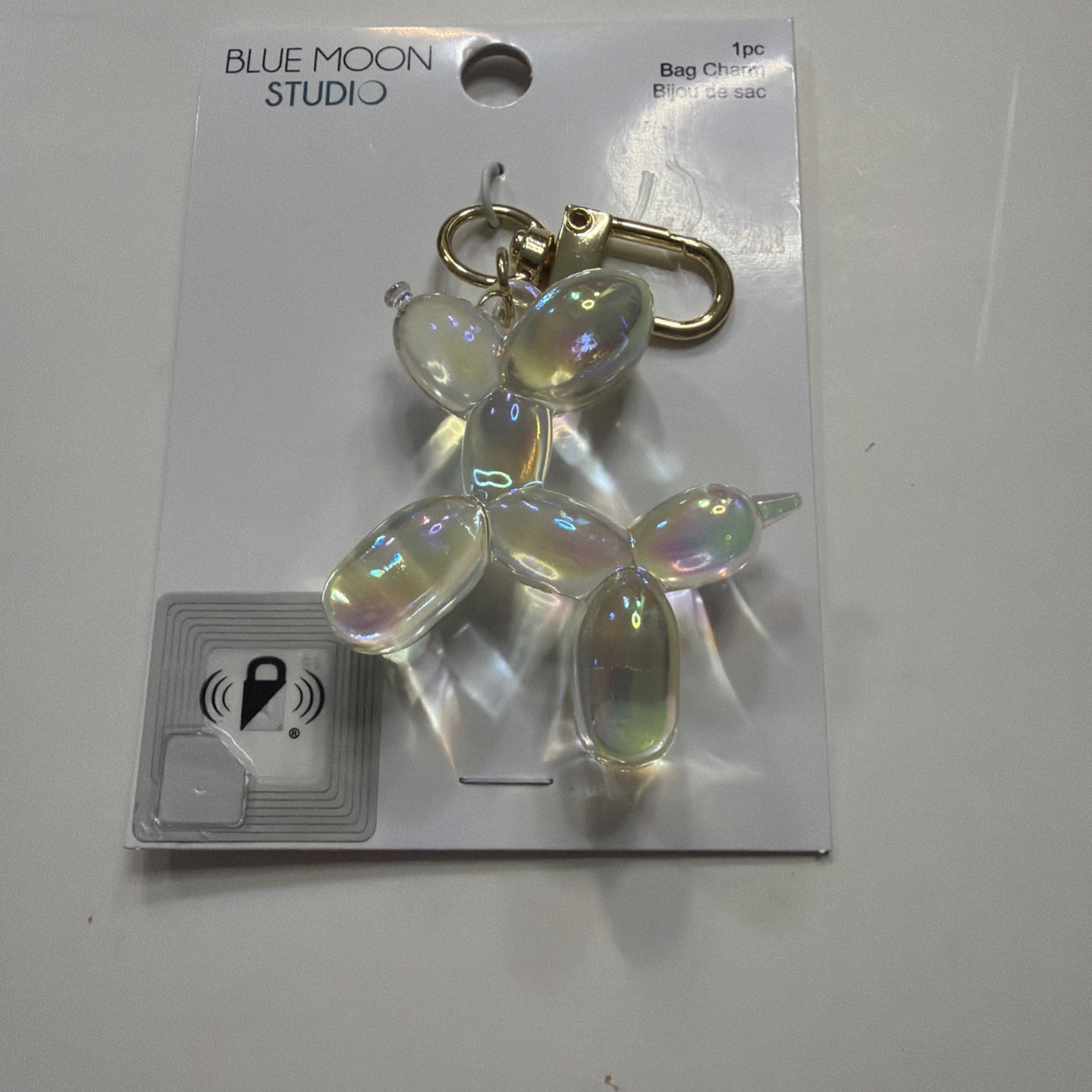 Blue Moon Studio Clear Air Balloon Dog Bag Charm iridescent shine