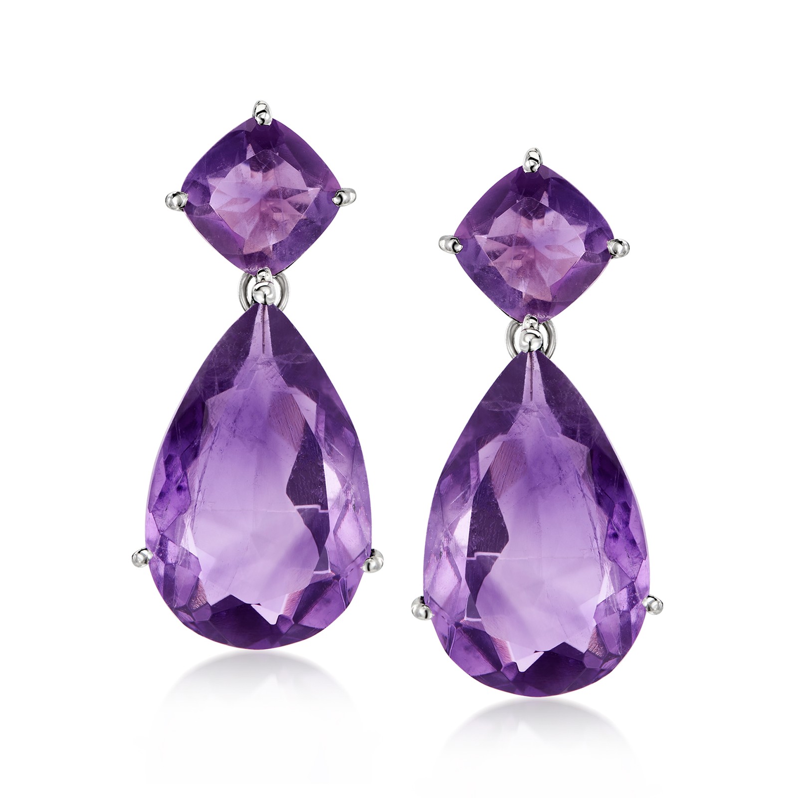 Ross-Simons 20.00 ct. t.w. Amethyst Drop Earrings in Sterling Silver