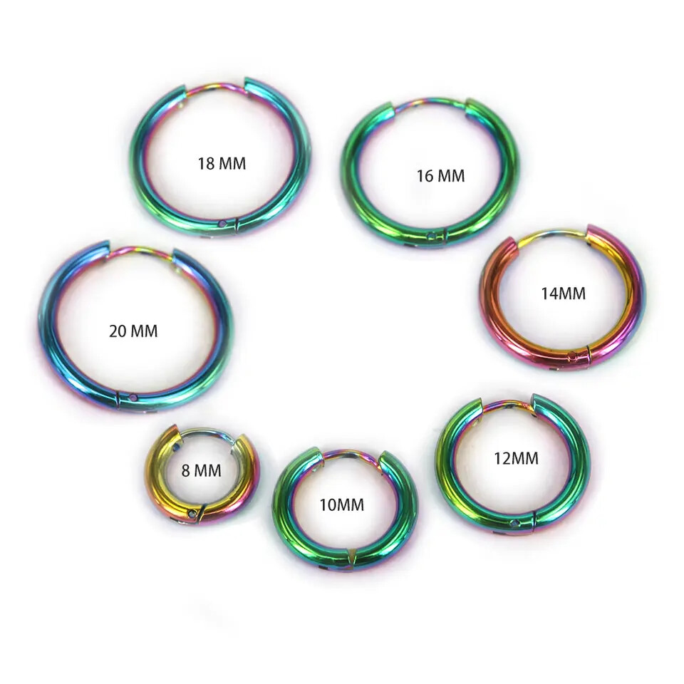 2Pcs Women Men Stainless Steel Huggie Earrings Lip Cartilage Hoop Piercing Nose