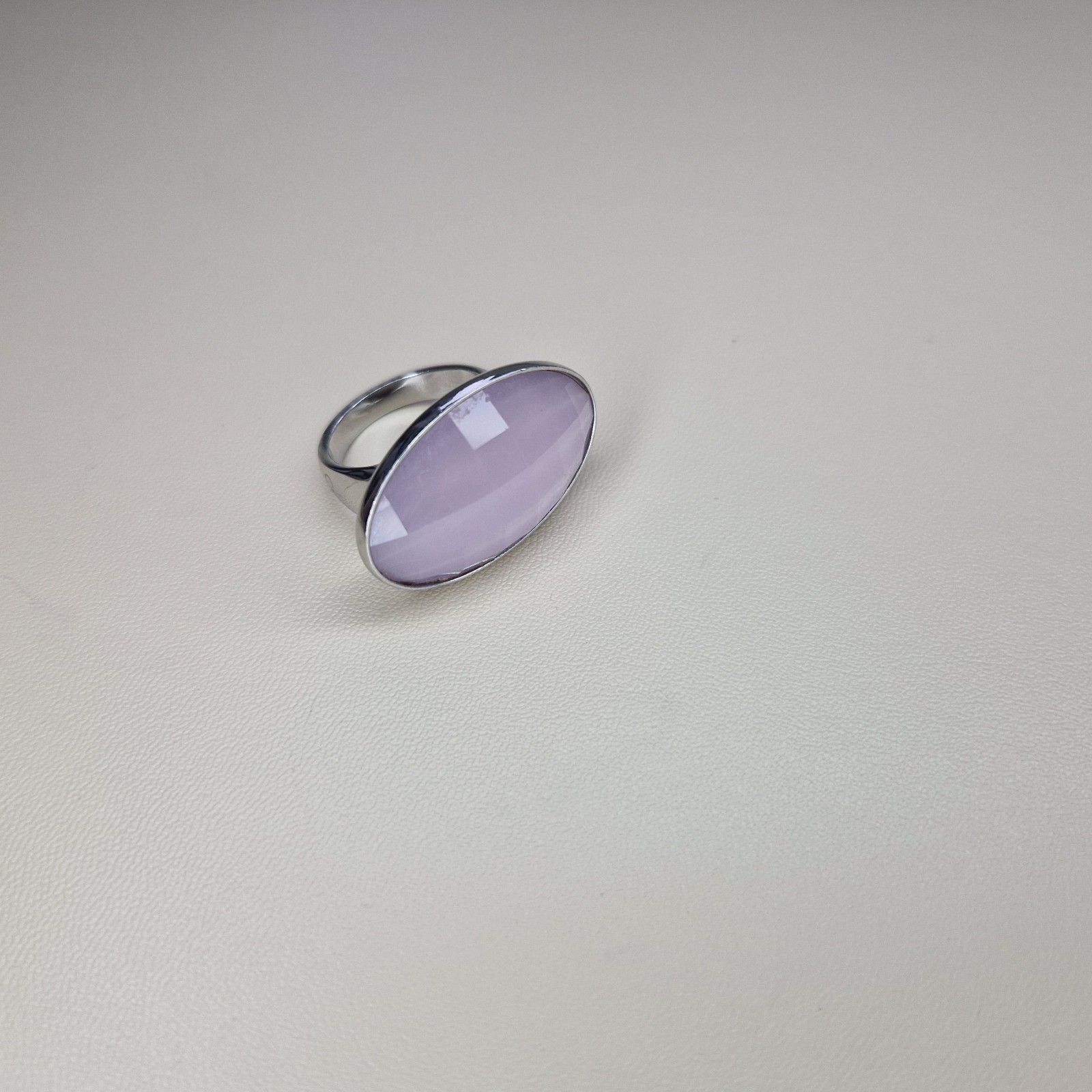 Calvin Klein Continuity Two Tone Size P 1/2 Pink Faceted Oval Silver Tone CK