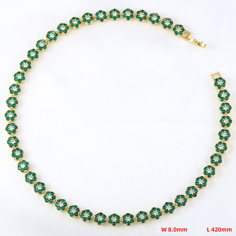 Charm Colorful Flower Tennis Chain Necklace Bracelet Jewelry Women Girl Choker