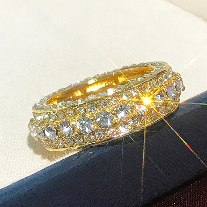 2.15CT Simulated Diamond Rings 18K Yellow Gold Plated Rings Gift For Girlfriend