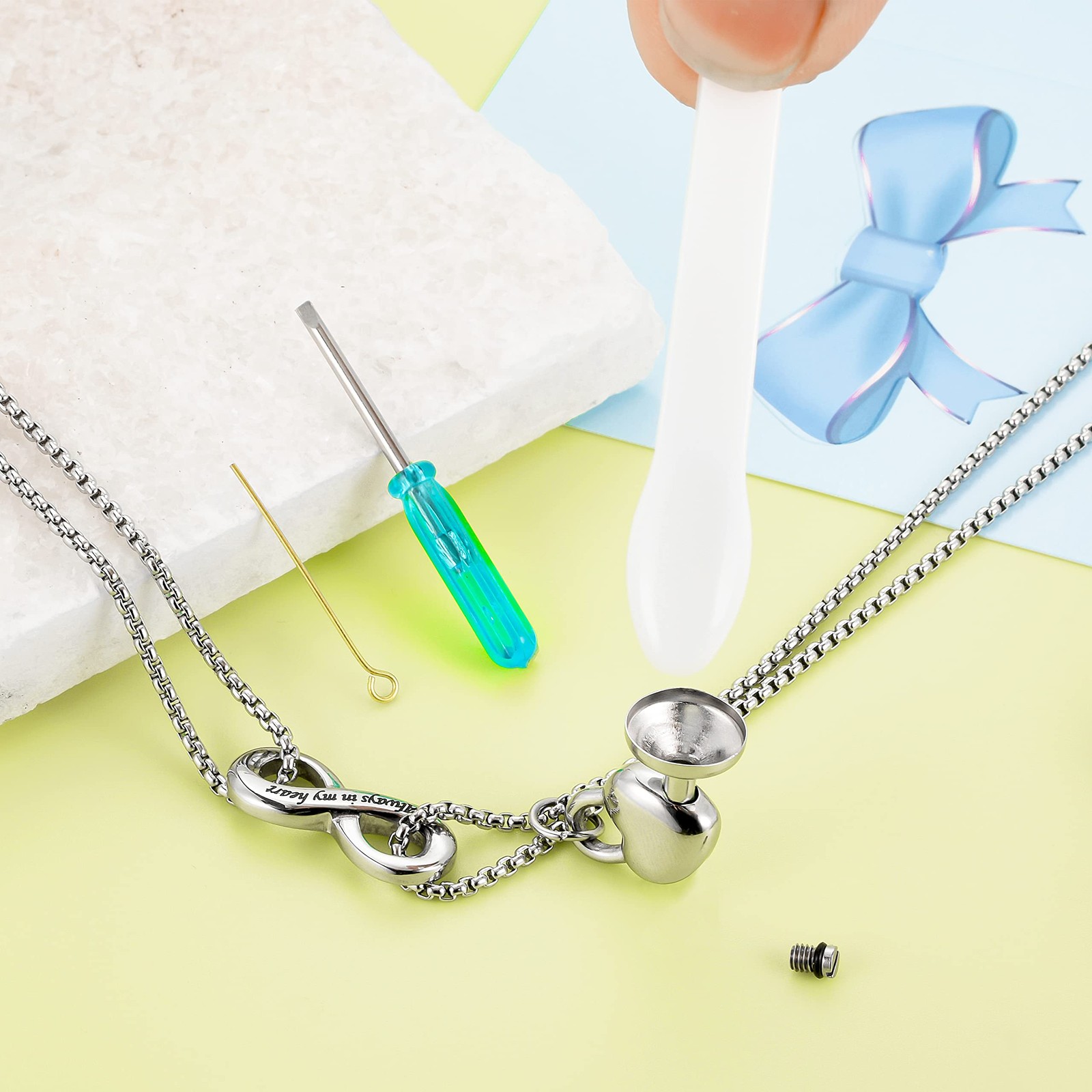 Infinity Urn Necklace for Human Ashes Always in My Heart Cremation Necklace S…