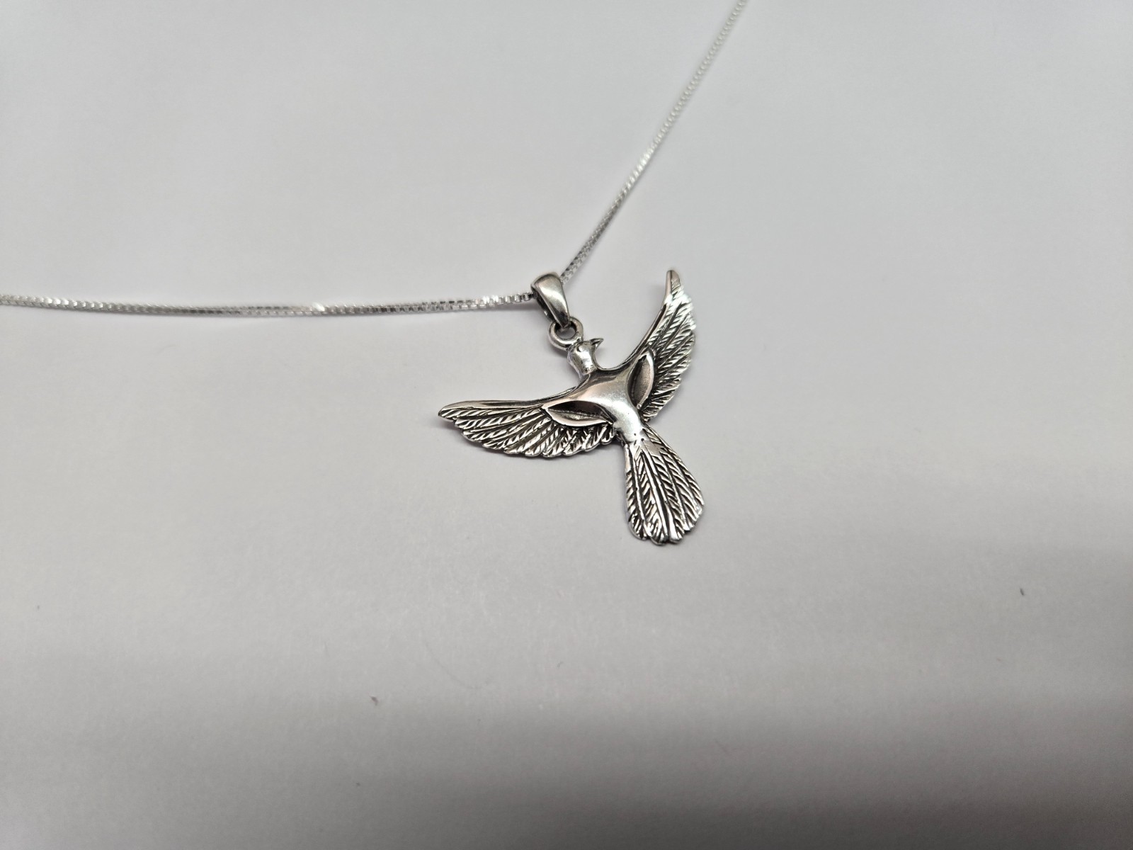 925 Sterling Silver Large Rising Phoenix Necklace with 16-24 Inch Long Chain