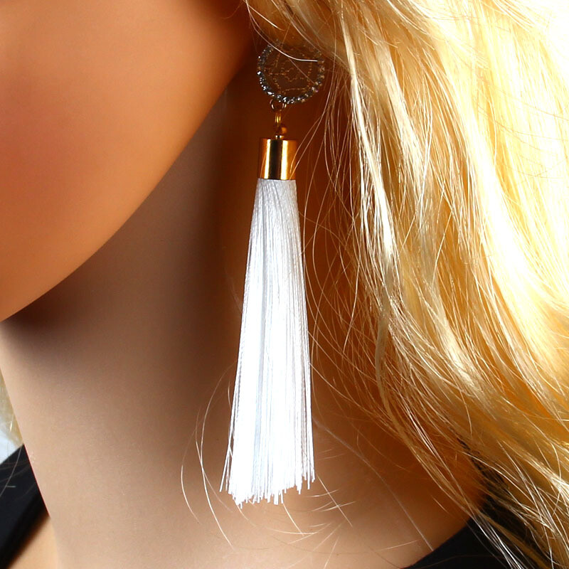 Rose Flower Long Tassel Earrings Red/Yellow/Black-Gray/Green