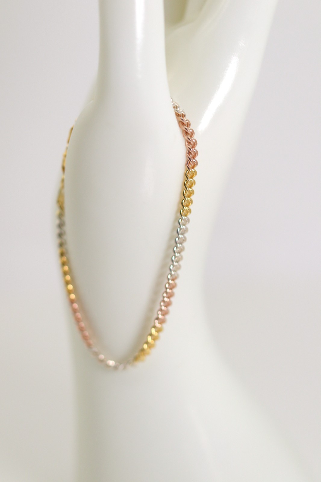 Sterling Silver 925 Made in Italy Bracelet Flat Curb Multicoloured Silver Gold 19cm