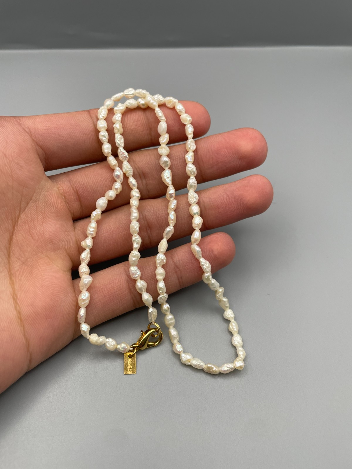 VPCP Paris Designer Pearl Necklace Real Baroque Pearls White Gold Effect Signed