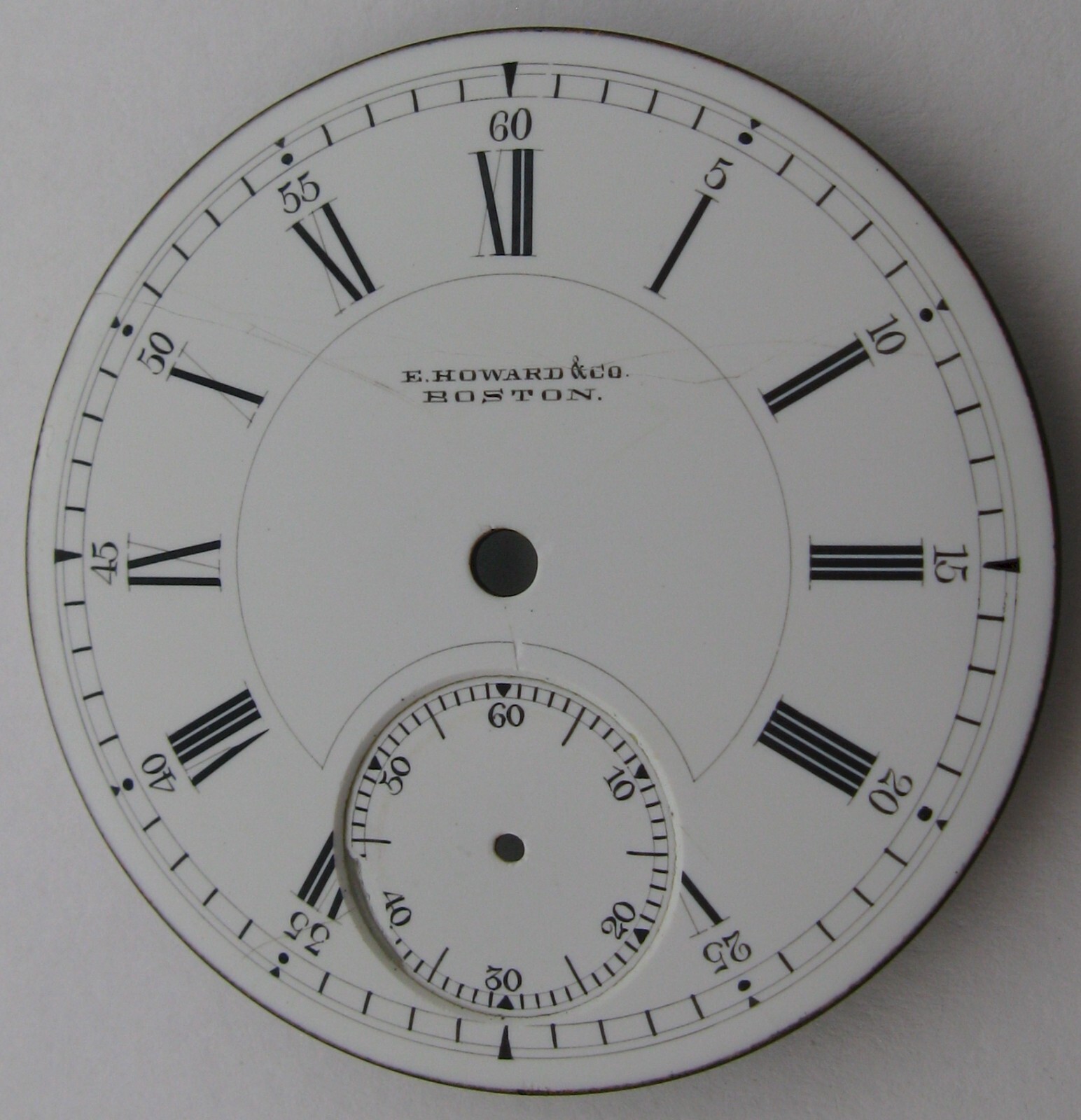 Pocket Watch Howard Boston 18s porcelain DIAL diameter 45.4 mm for parts