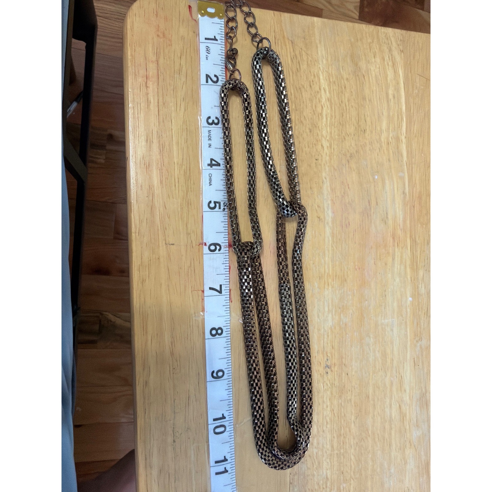 Gunmetal Mesh Double Strand Knotted Layered Statement Necklace Bronze Tone