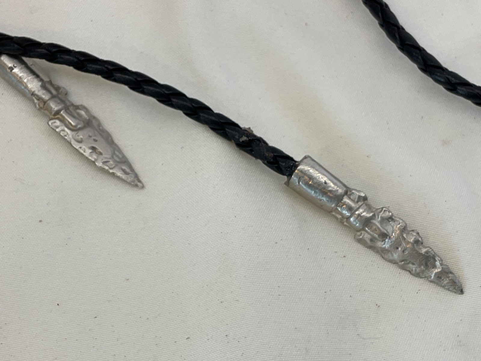 Western Turquoise Stone Bolo Tie 38 inch Black Leather Cord with Sterling Tips