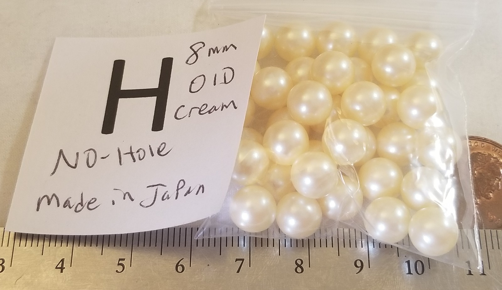 Vtg 8mm No Hole Pearl Bead ball Mix Cream White Color Jewelry Craft repair Lot