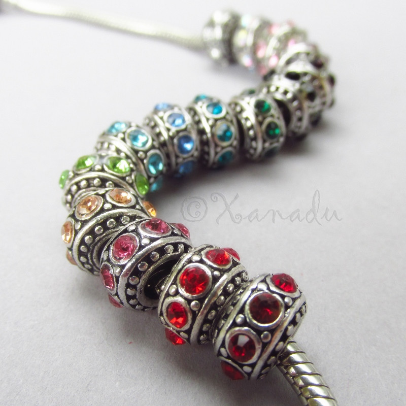 4PCs European Birthstone Beads Set – Large Hole Spacers – 15 Colors Available