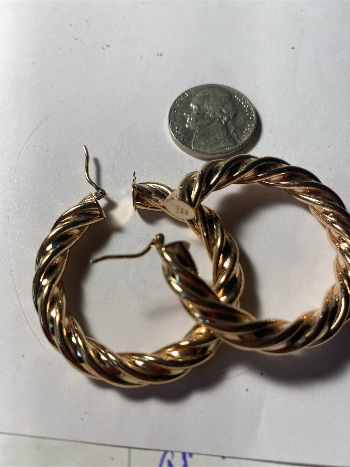 Milor Italy Twisted Large Hoop Earrings Bronze Rose Gold Plate 1-5/8”