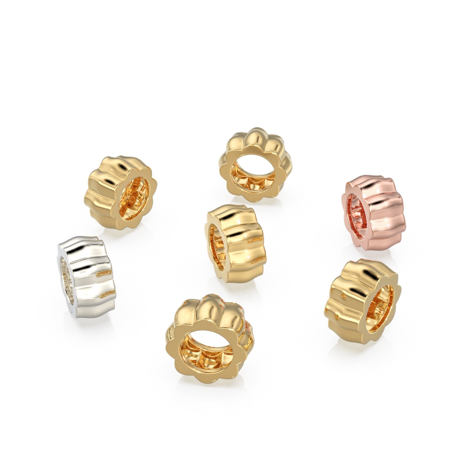 18K Solid Gold Floral Spacer Beads 14K Jewelry Making Flower Wheel Findings