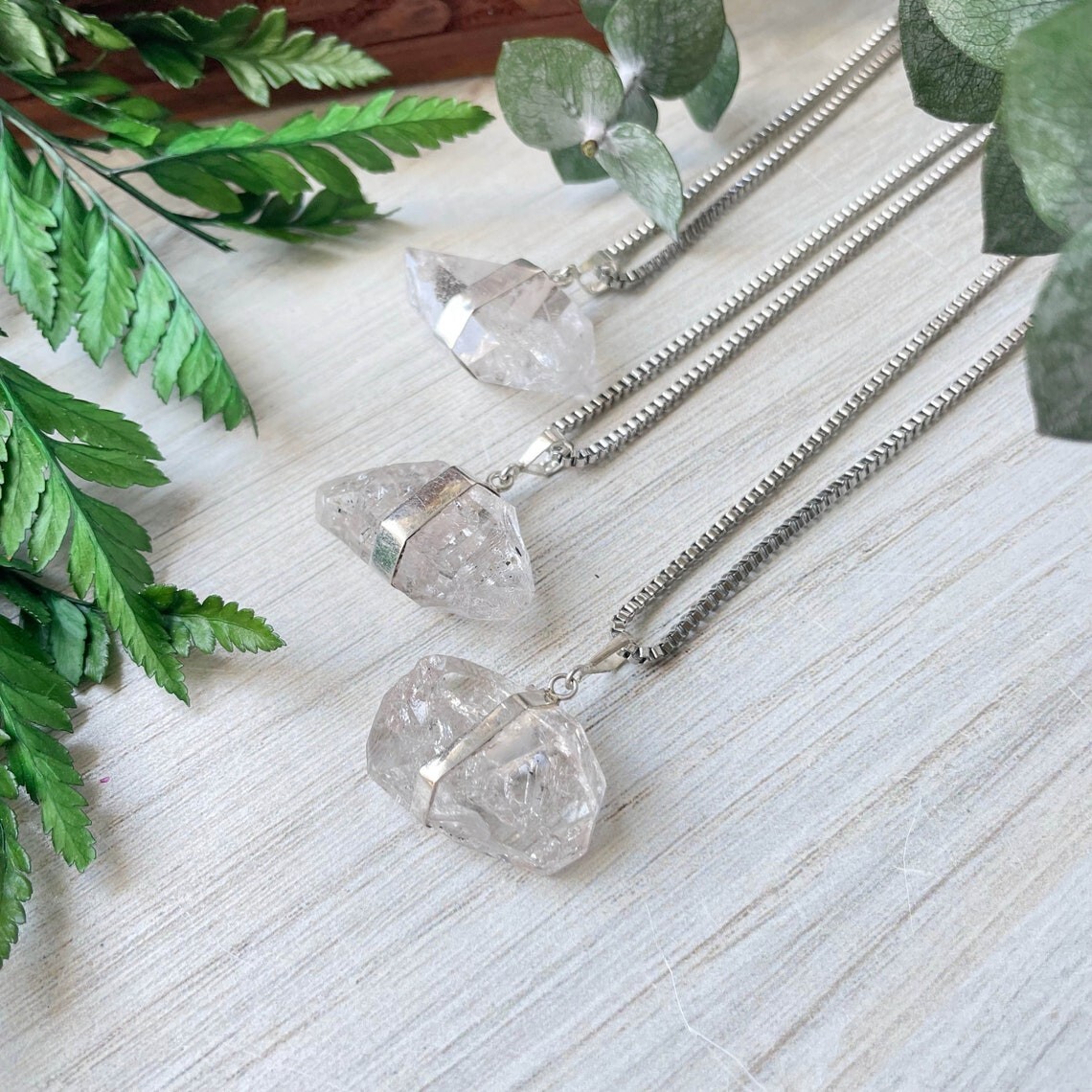 Big Herkimer Diamond Raw Drop Pendant Sterling Silver Handmade Gemstone Pendant