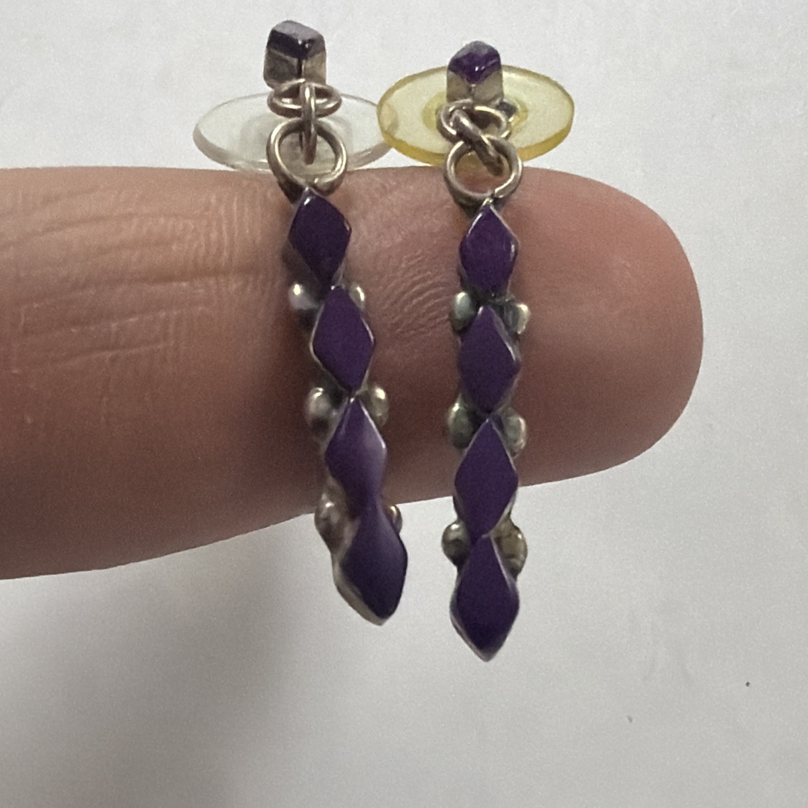 VTG Sterling Silver – NAVAJO Sugilite Teardrop Post Stud Earrings —(E)