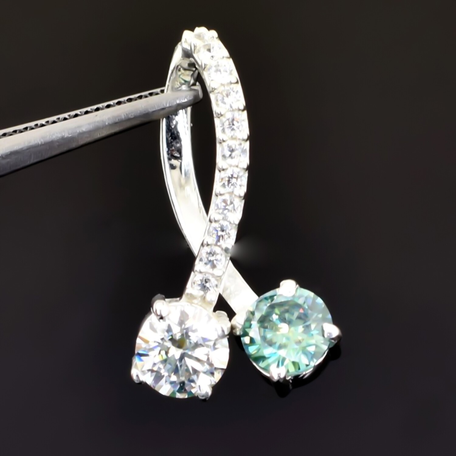 1.90 Ct Blue Moissanite Round Cut Bridal Pendant in 925 Sterling Silver Women