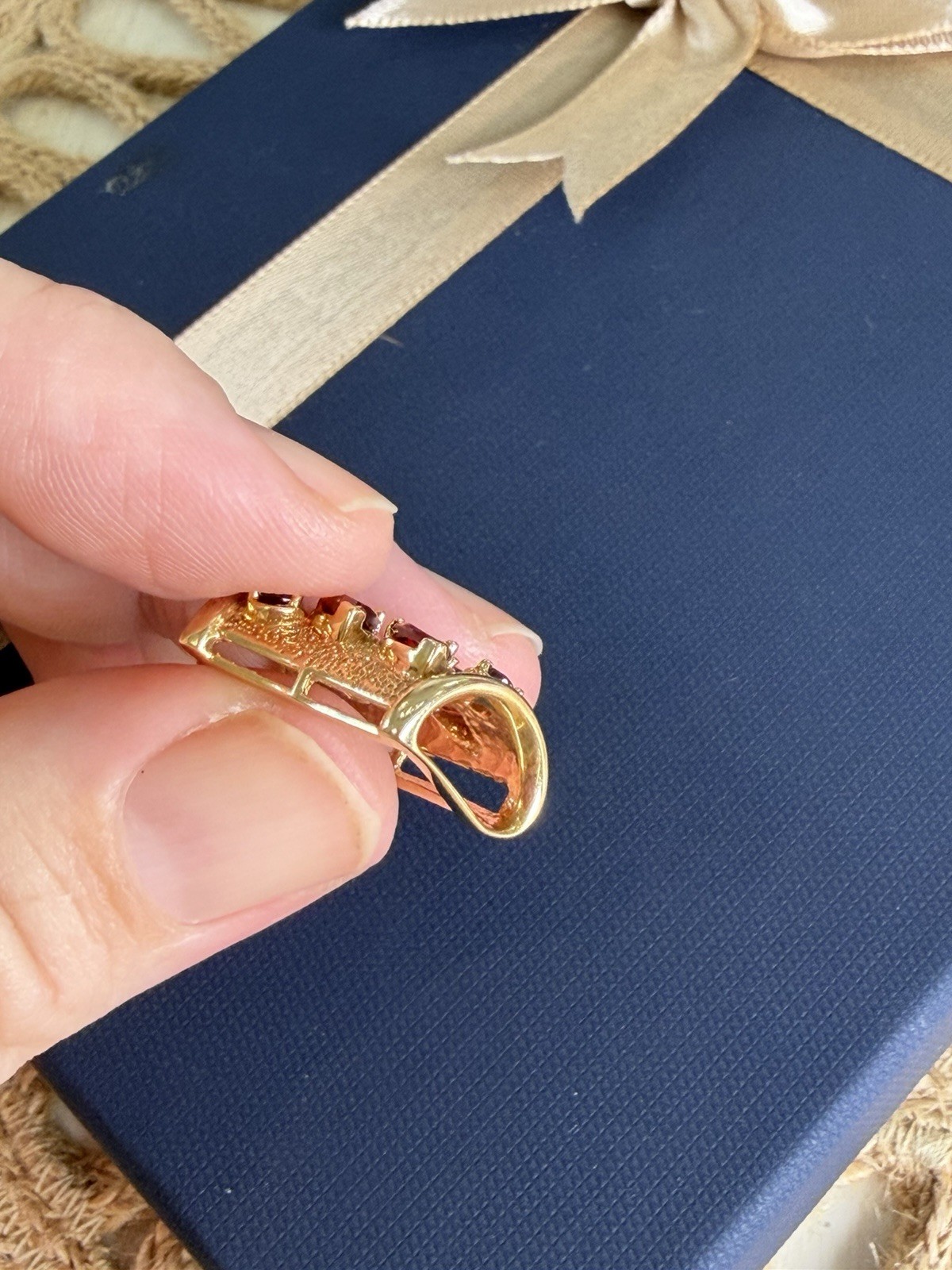 14kt Y/Gold Garnet & Diamond Slide 5.4 grams