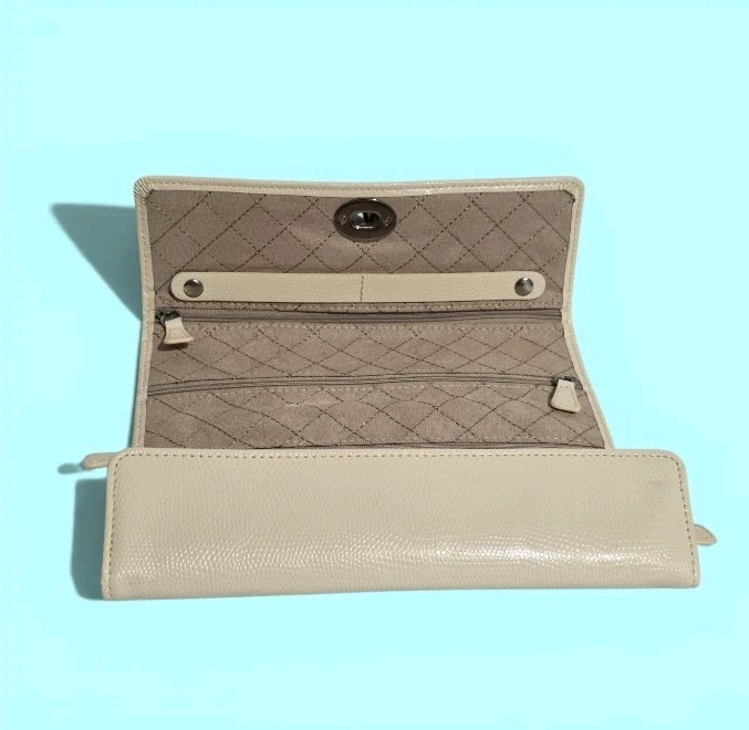 WOLF 1834 London Travel Jewelry Roll Case Cream Leather Full Set Anti-Tarnish