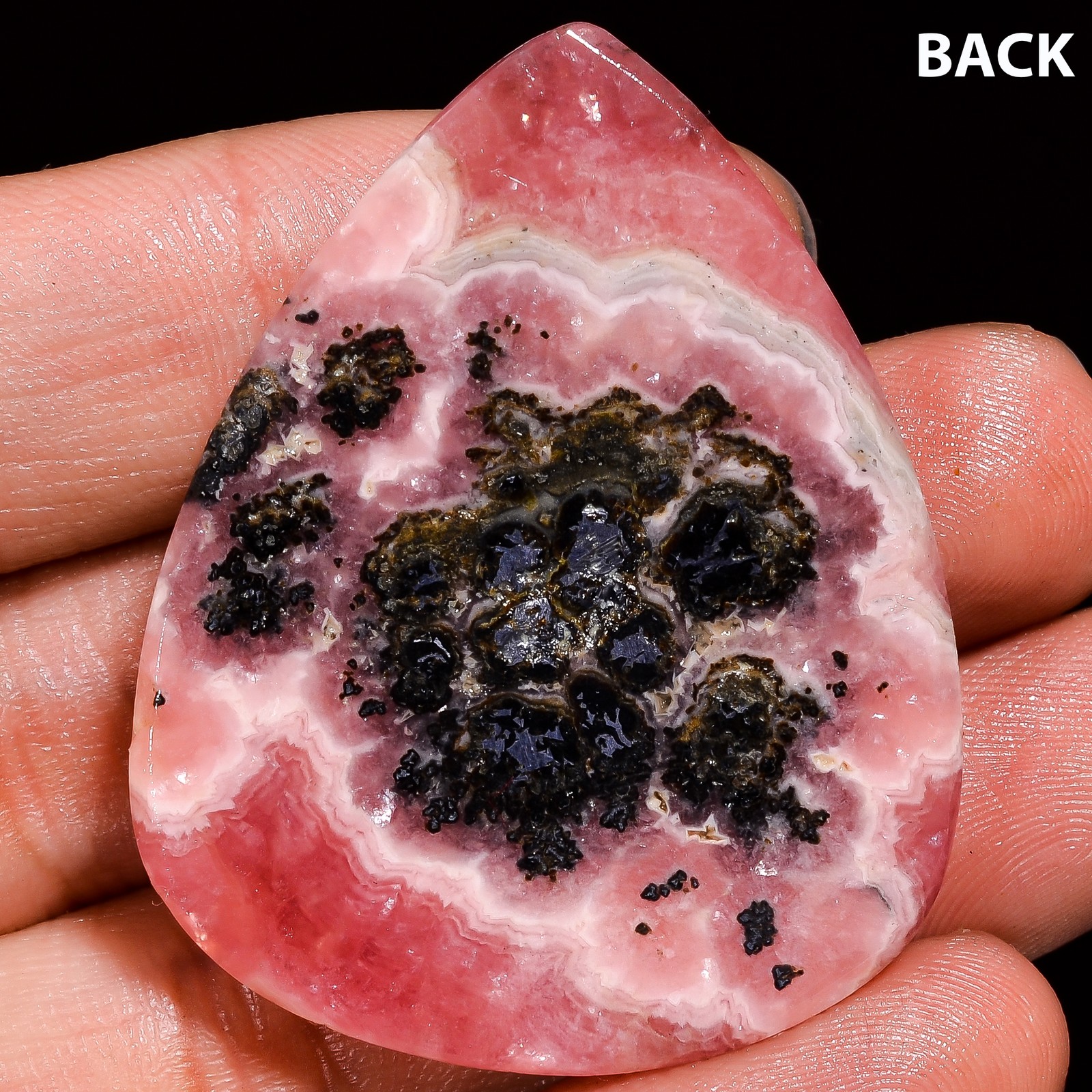 101.95 Ct Natural Pink RHODOCHROSITE Pear Cabochon Gemstone 35x44x5 mm FD53
