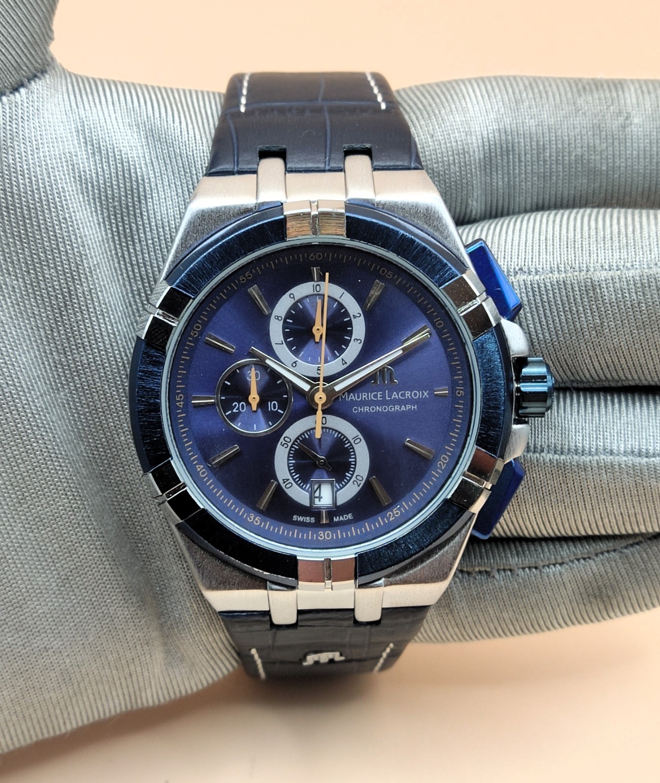 Premium Maurice Lacroix Date Indicator Blue Dial Refurbished Men’s Wrist Watch