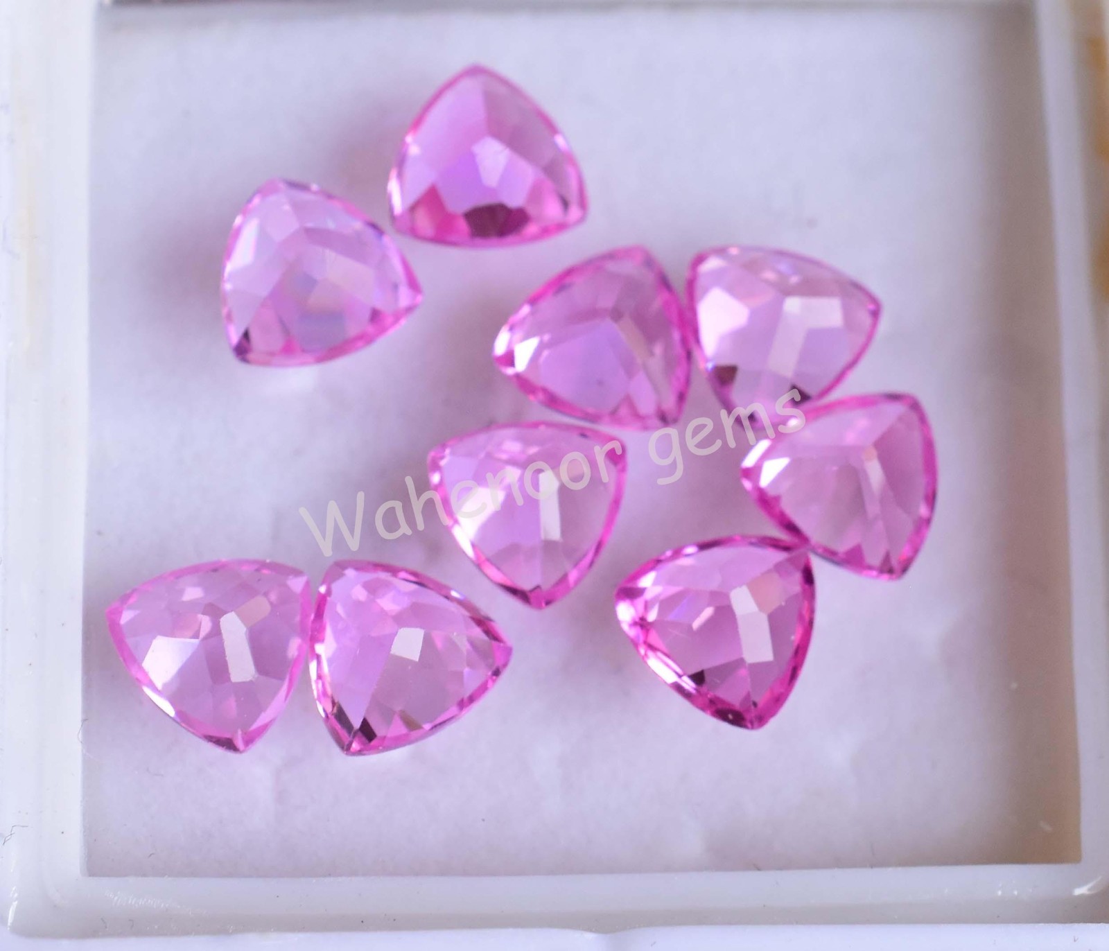 9 Pcs Natural Pink Mogok Ruby 6.90 MM Trillion Certified Loose Gemstone
