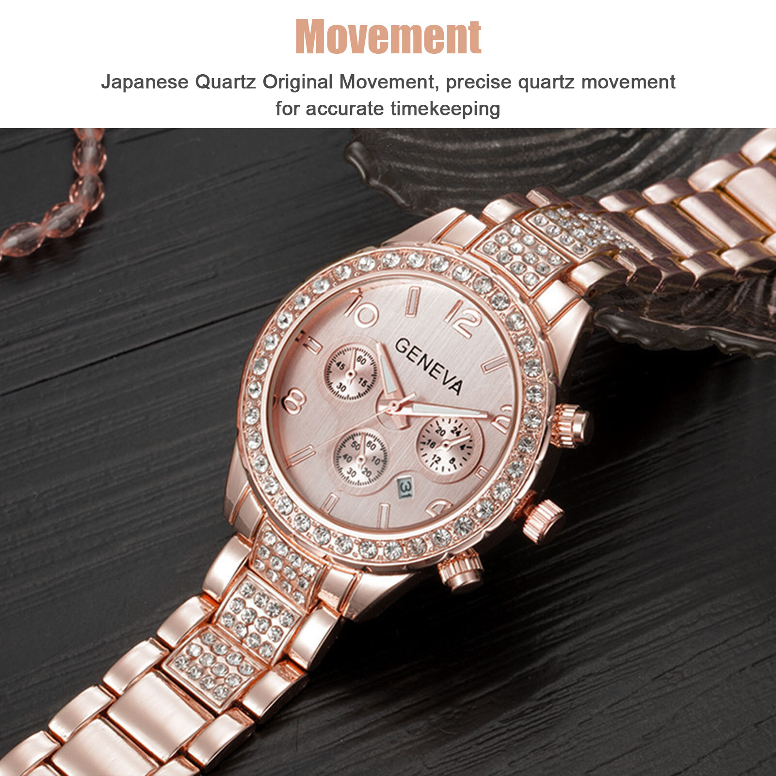 Fashion Romatic Rose Gold Women Quartz Watch Bracelet Ladies Wrist Gifts Luxury