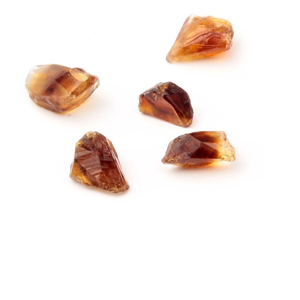 Lot (5) antique Czech hand rough faceted amber to clear glass gemstone jewels