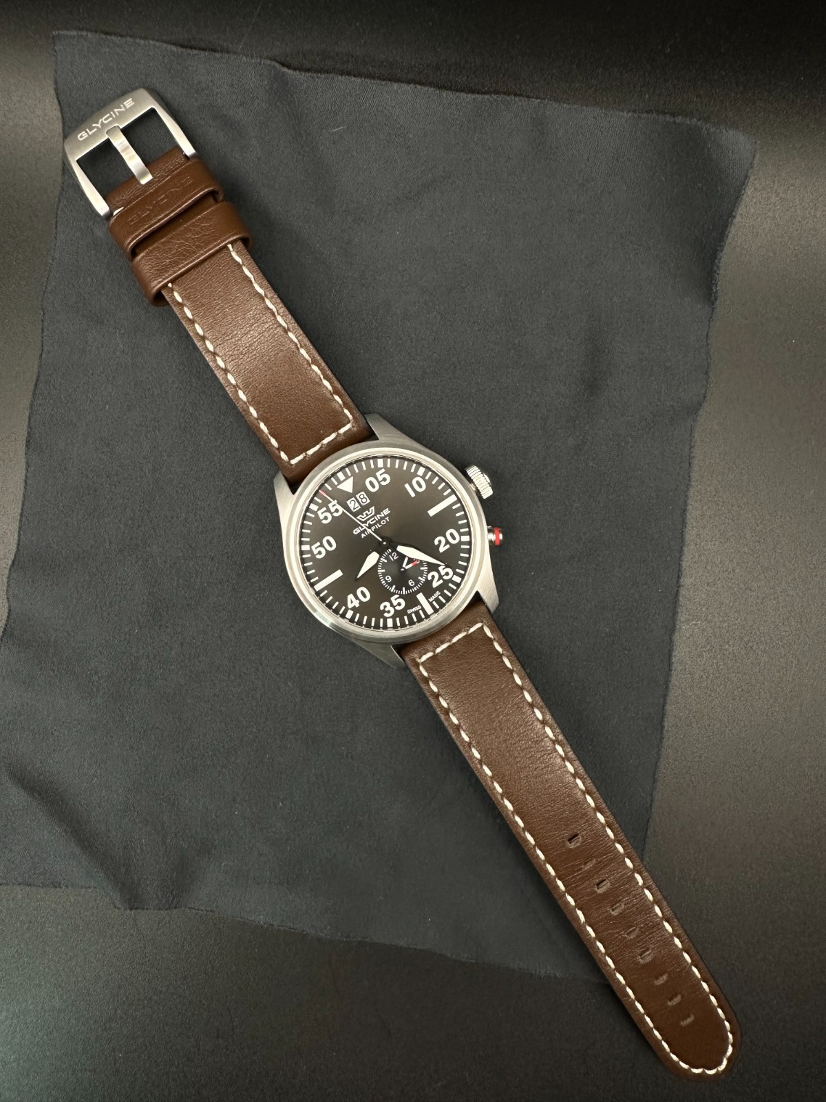 Glycine Airpilot Dual Time GMT 44mm Swiss Made Flieger Men’s Quartz Watch GL0366