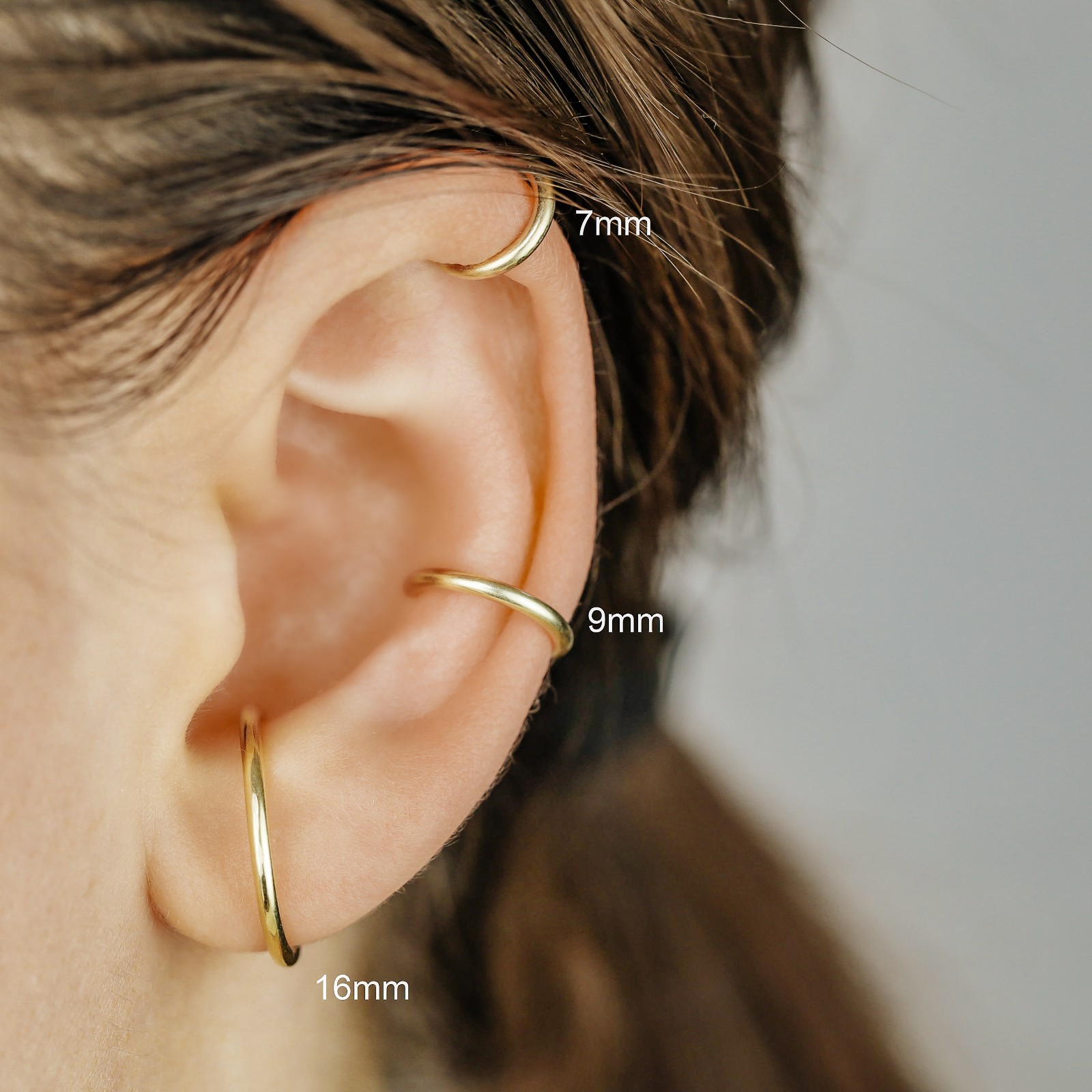 Black Fake Piercing Ear Cuff Thick Hoop Lobe Conch Helix Cartilage, Gift for Him
