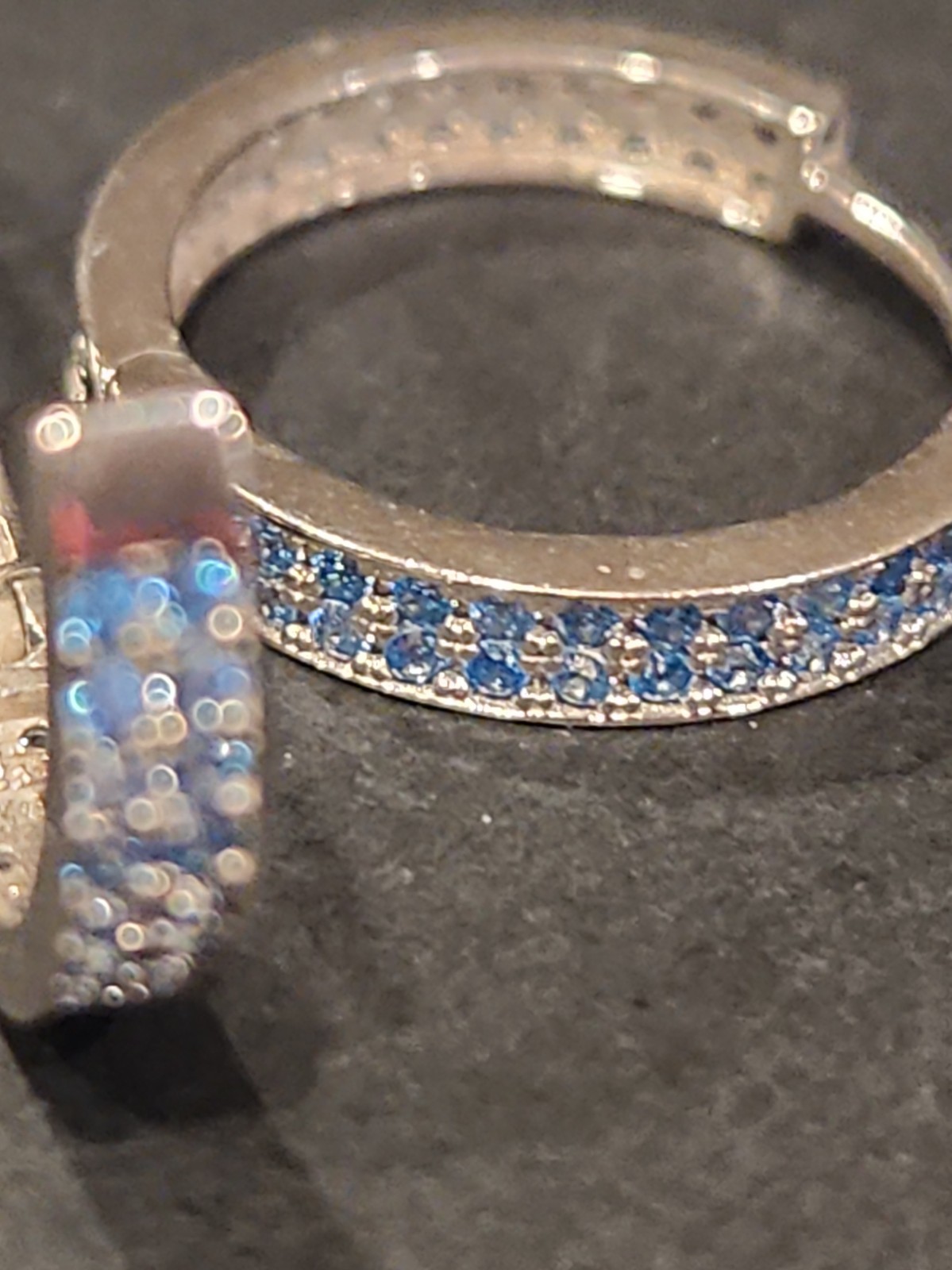 925 STERLING SILVER HOOPS WITH BLUE GEMS