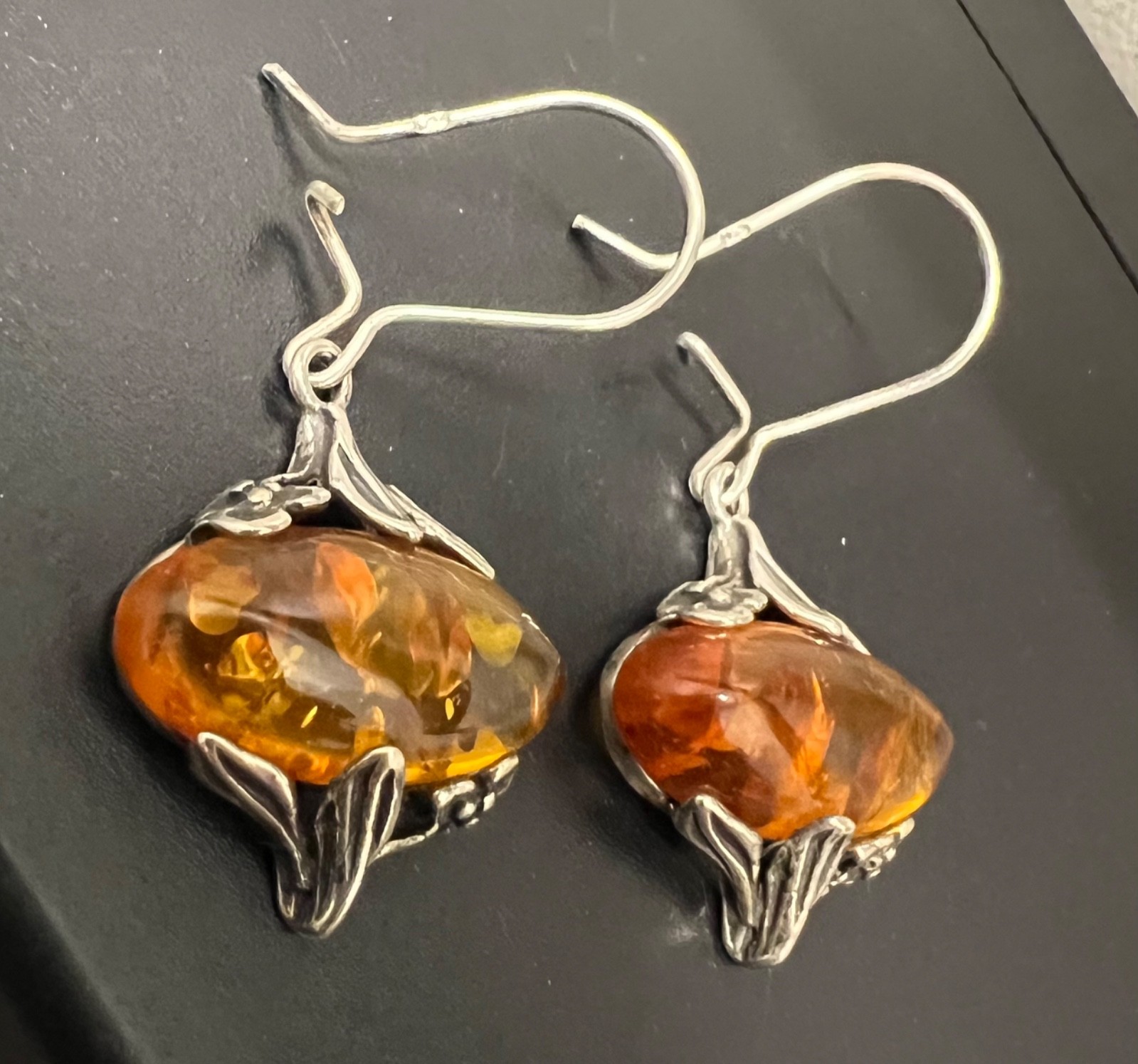 BALTIC AMBER Jewelry Earrings with Sterling Silver 925 COGNAC Amber Earrings