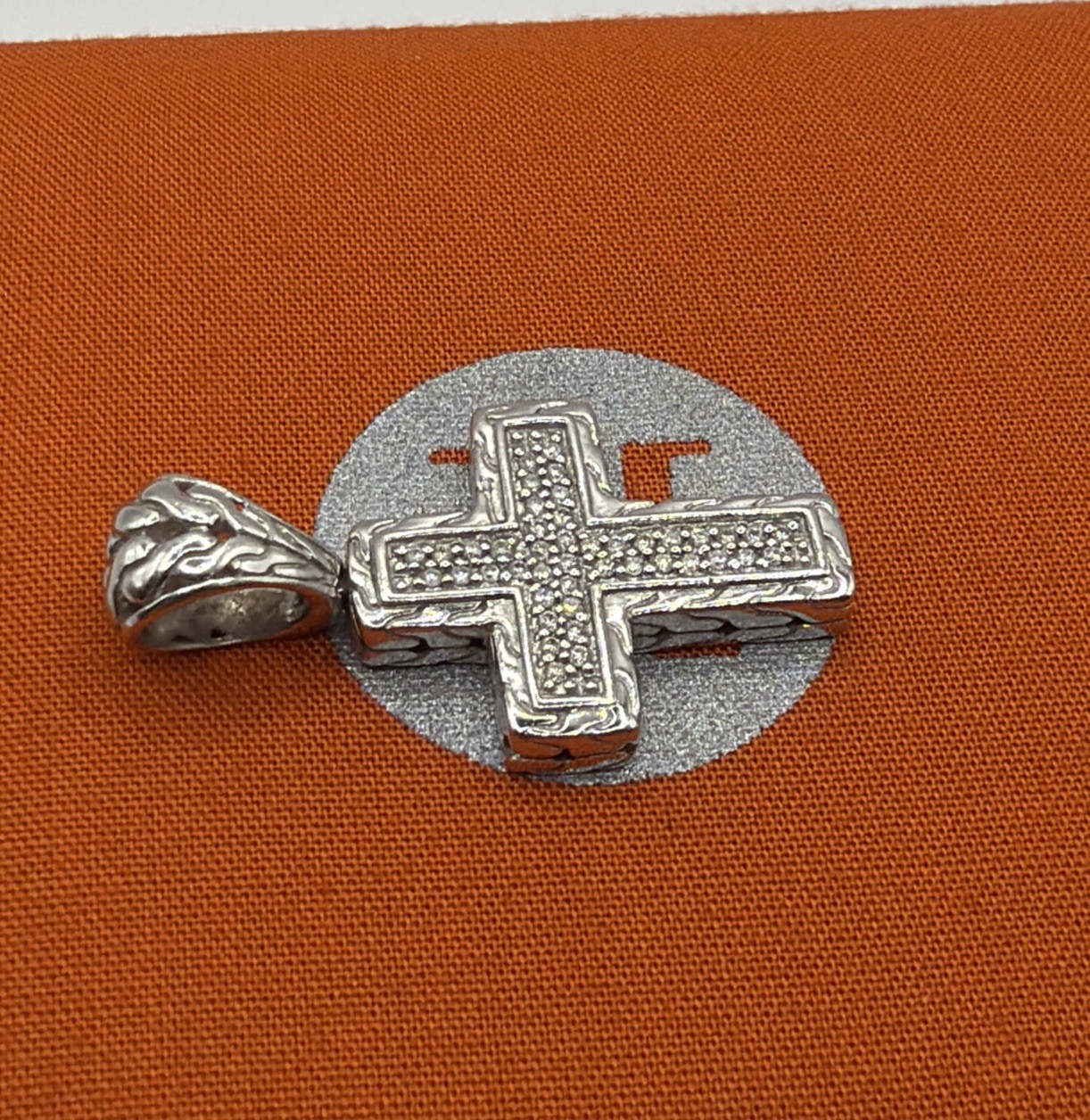 John Hardy Sterling Diamond Cross Pendant 1 1/2 X 3/4”