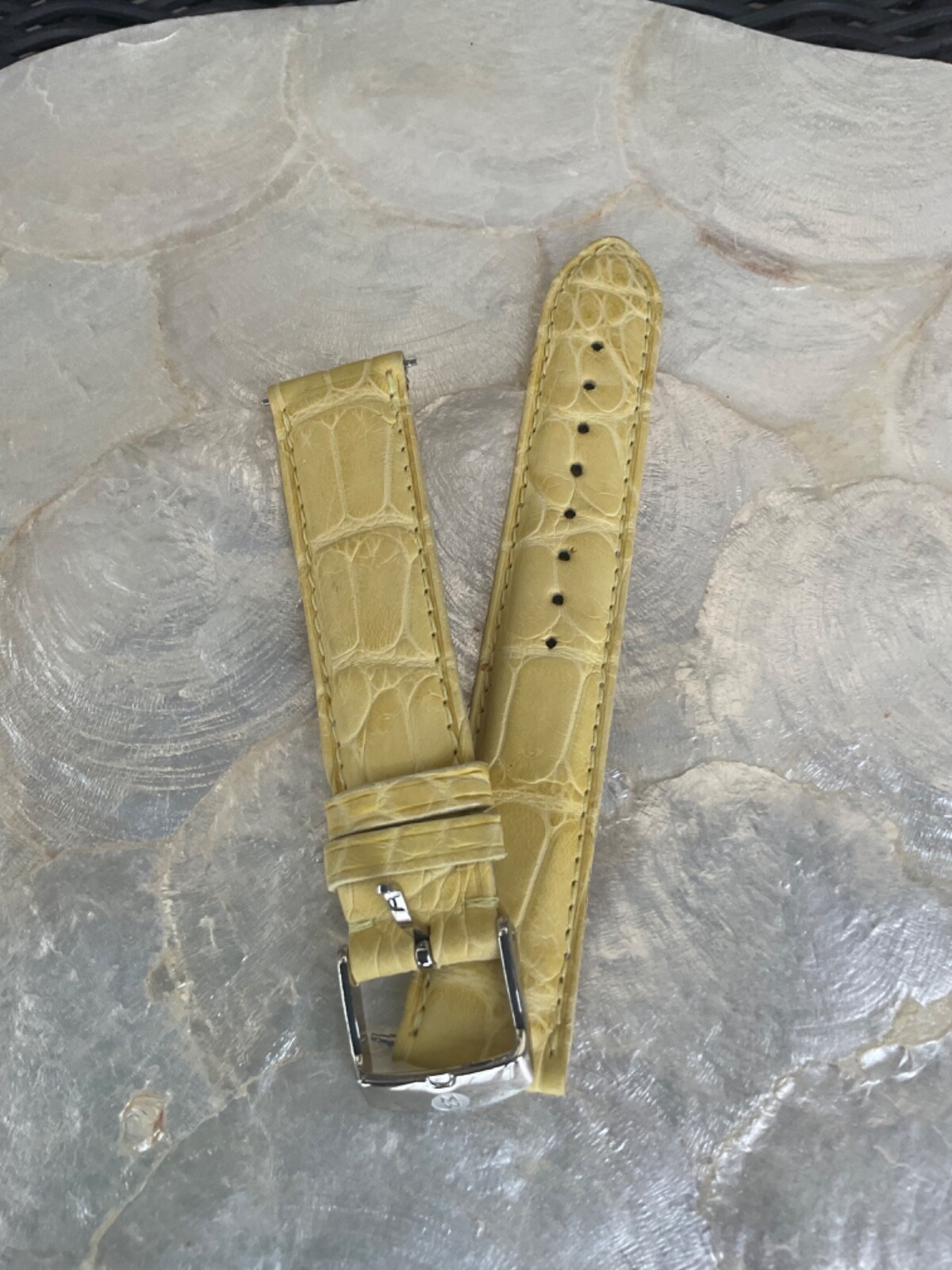 NEW MICHELE DECO SIDNEY SEREIN YELLOW 18mm ALLIGATOR WATCH STRAP – FRANCE