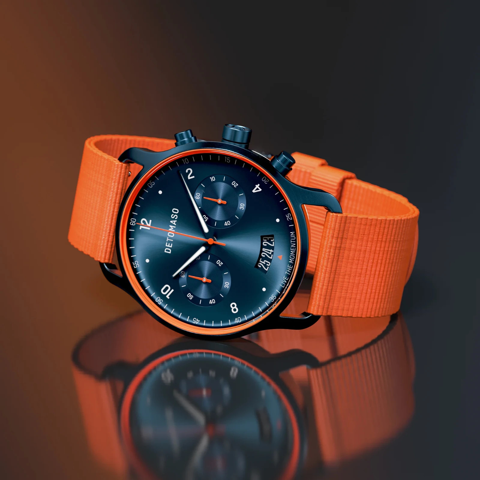 DETOMASO SORPASSO CHRONOGRAPH VELOCITÀ BLUE ORANGE 42mm MSRP $219 🔥NEW🔥
