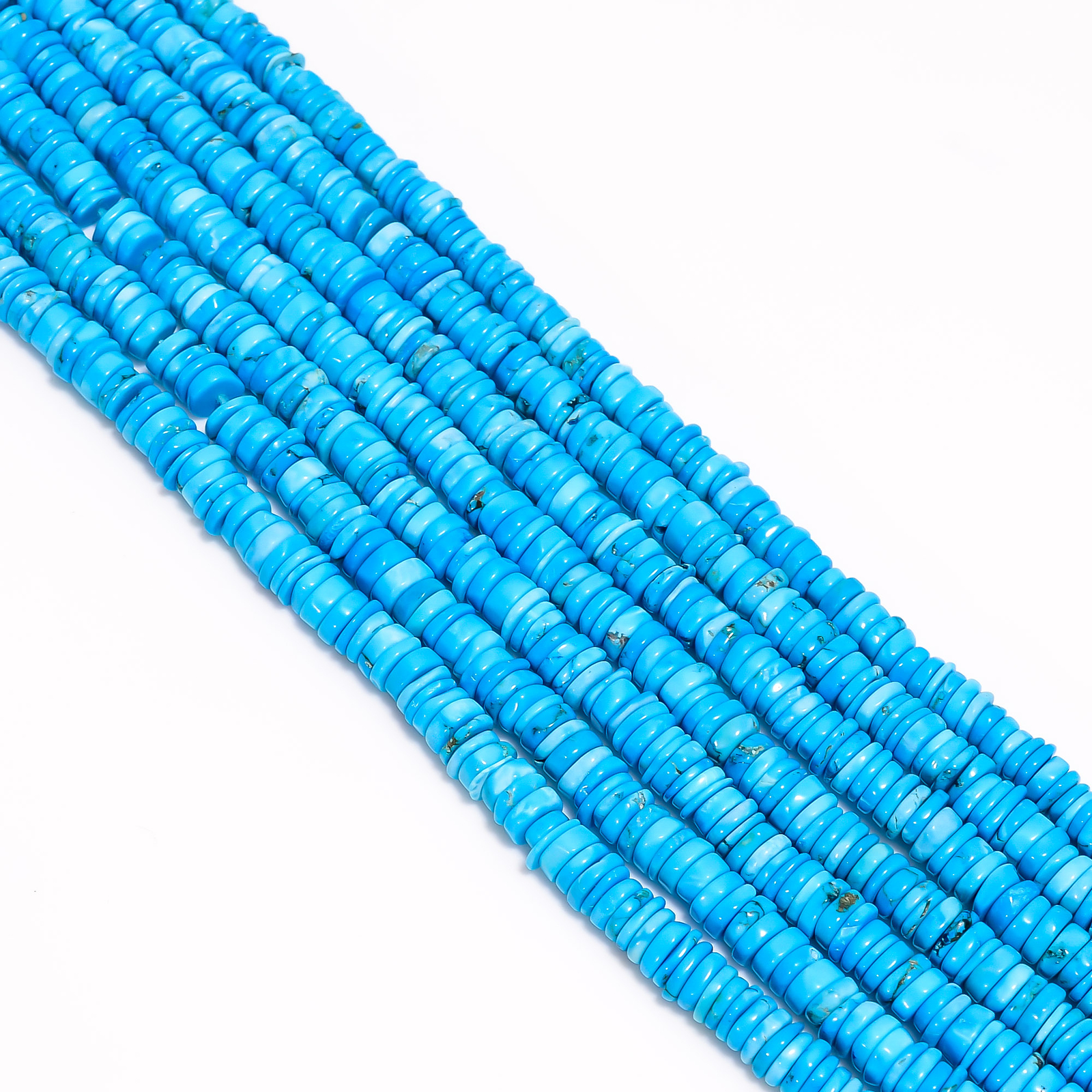 Natural Synthetic Turquoise Rondelle Shape Smooth Beads 4X4 5X5mm Strand 8″ B365