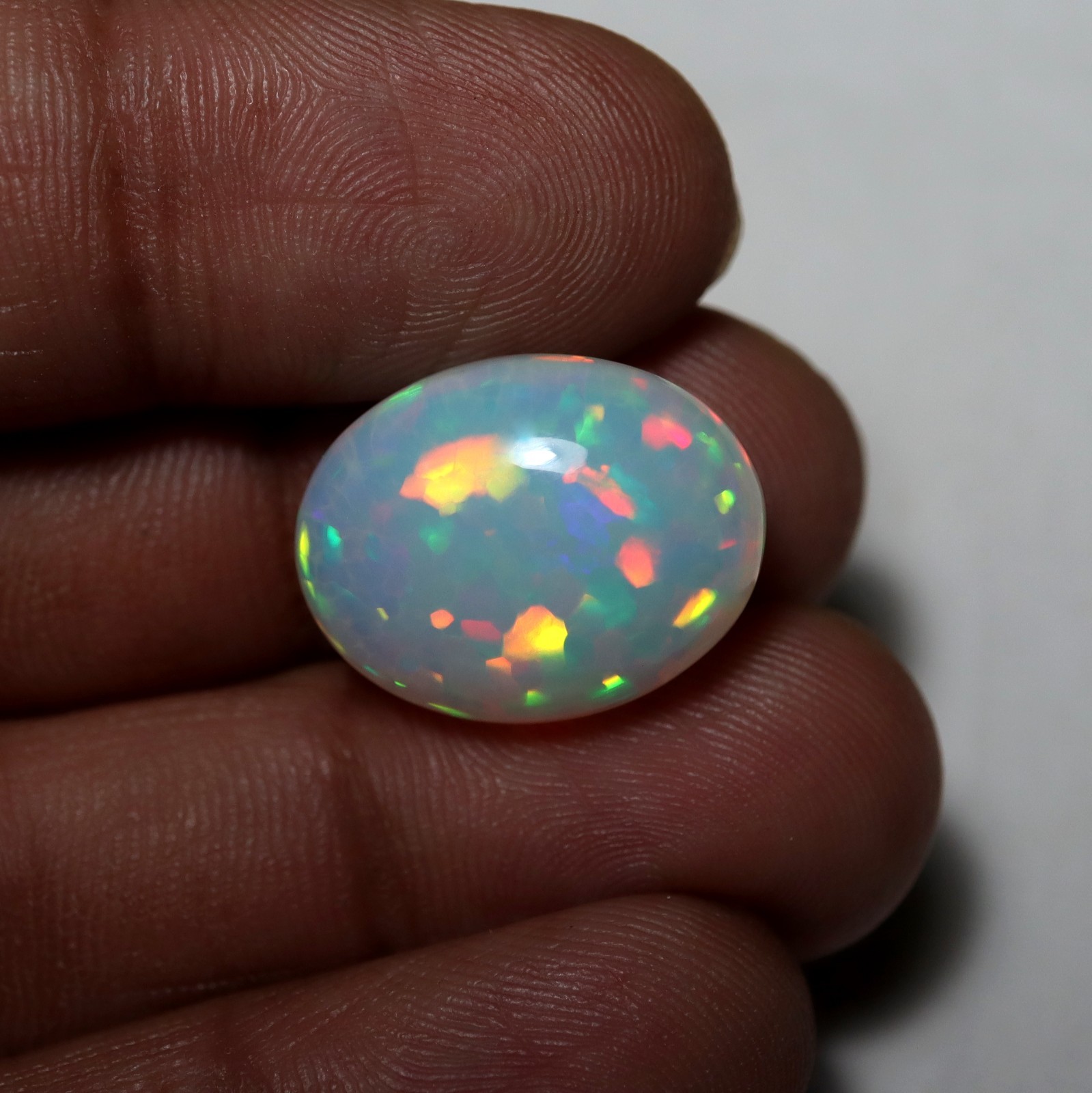 14.9 Cts 19.7×15.2MM Natural AAAA Multi Fire Ethiopian Opal Oval Shape Cabochon