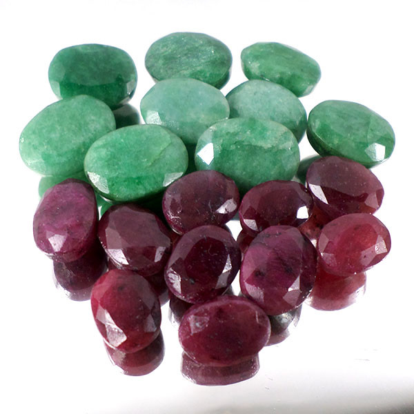 150 Ct+ Natural Exclusive Emerald and Ruby Faceted Gems Lot For Jewelry Making