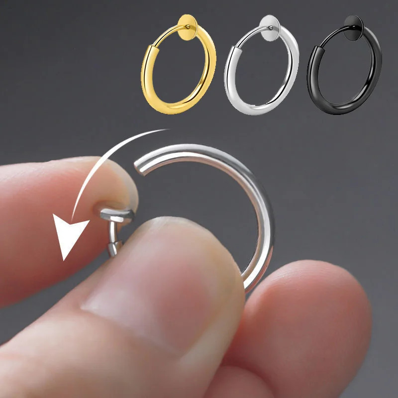 1 Pair Clip-On Non-Piercing Earing Fake Septum Lip Cartilage Nose Tragus Ring US
