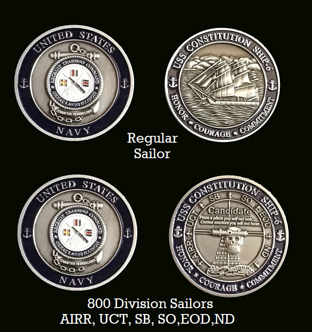 ~ USS Constitution ~ Ship 6 ~ US Navy Recruit Training Command Challenge Coin ~
