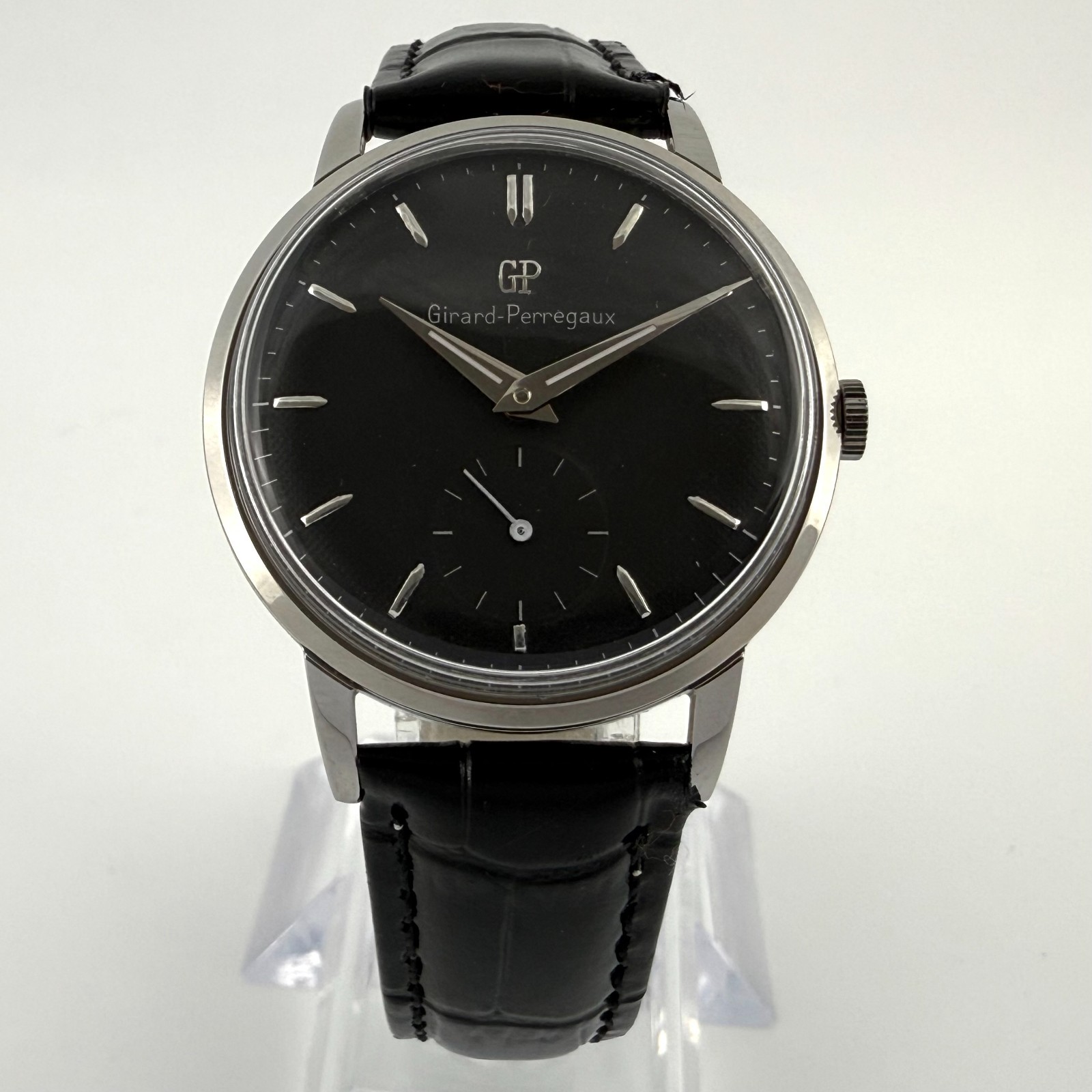 SWISS MADE OVERSIZED GIRARD PERREGAUX NICE BLACK DIAL MANUAL WIND GENTS WATCH