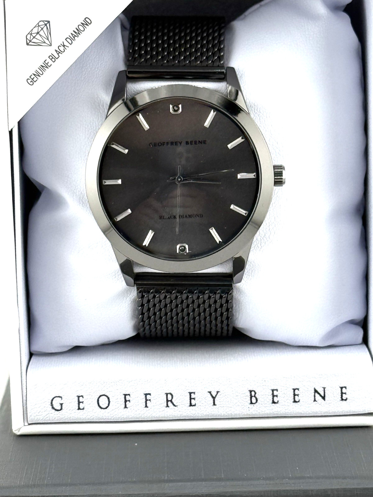 Geoffrey Beene Men’s Diamond Mesh Strap Watch- New!!