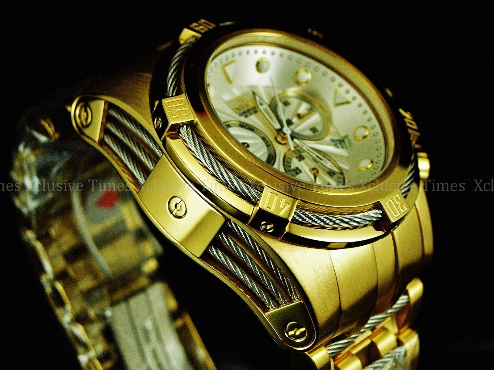 Rare New Invicta 23914 52mm Bolt Zeus Swiss z60 Chrono Gold Tone SS Watch