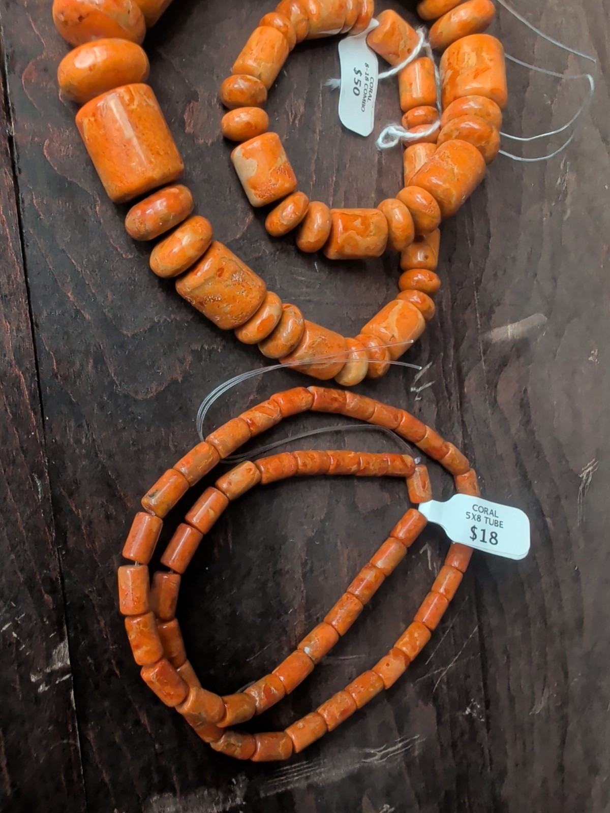 114 G Orange Coral Barrel Bead Sm-Lrg Loose Bead Jewelry Making $68 Retail