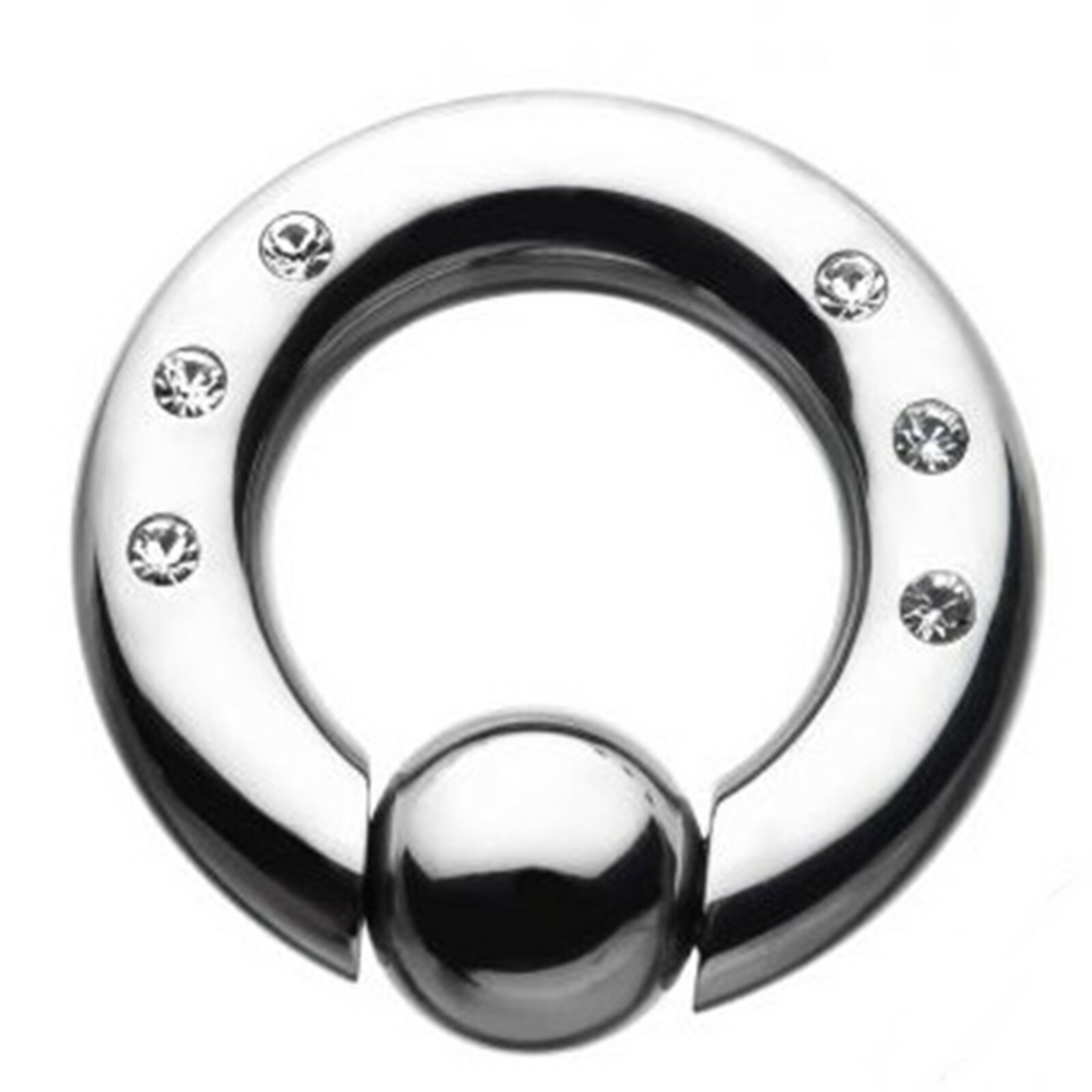 Captive Nipple Ring Heavy 2 Gauge 5/8″ w/Gems Spring 10mm Ball Steel Body *