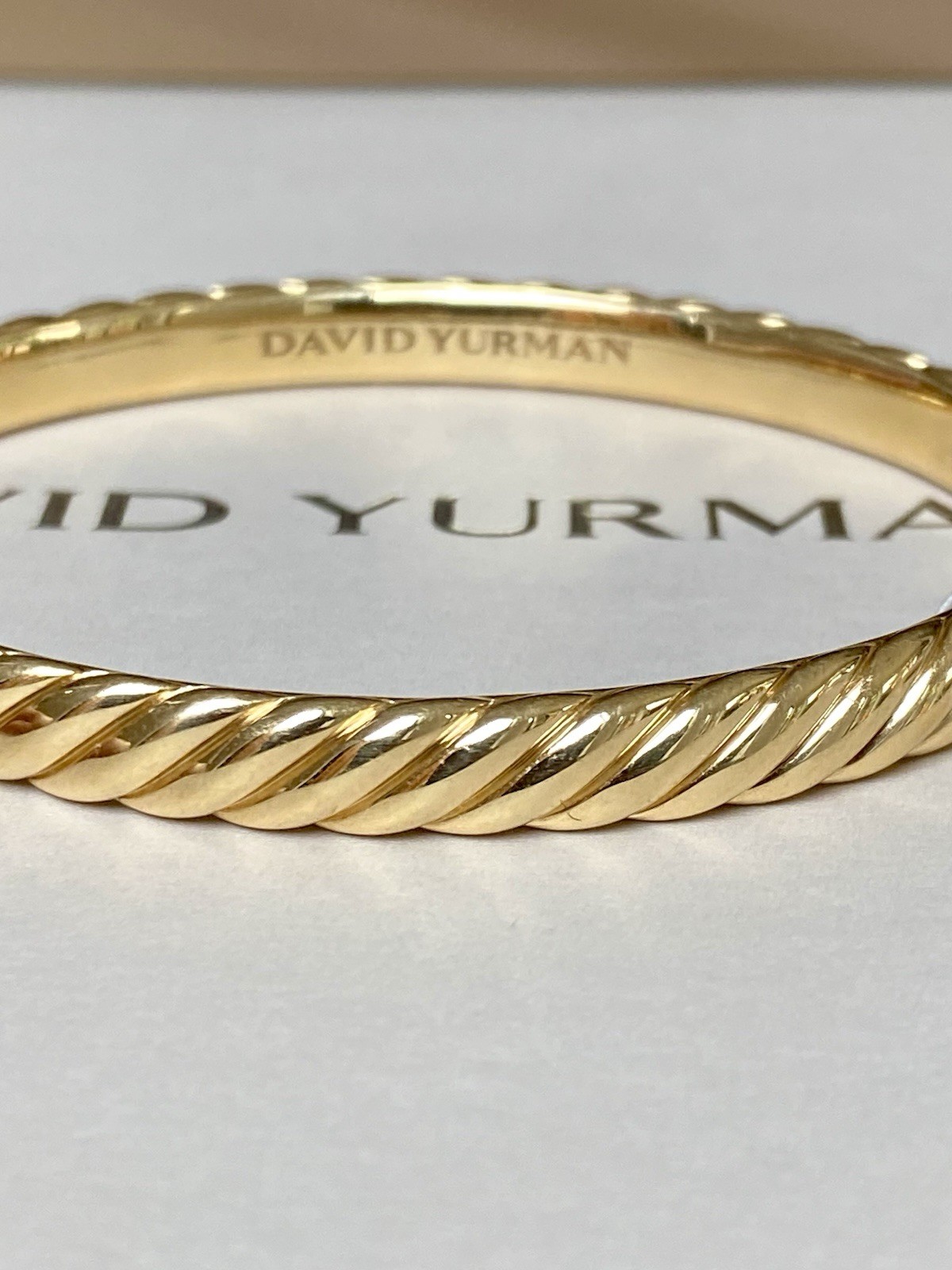 David Yurman 18K Yellow Gold Sculpted Cable Bangle Bracelet 6.2mm $8500+ M