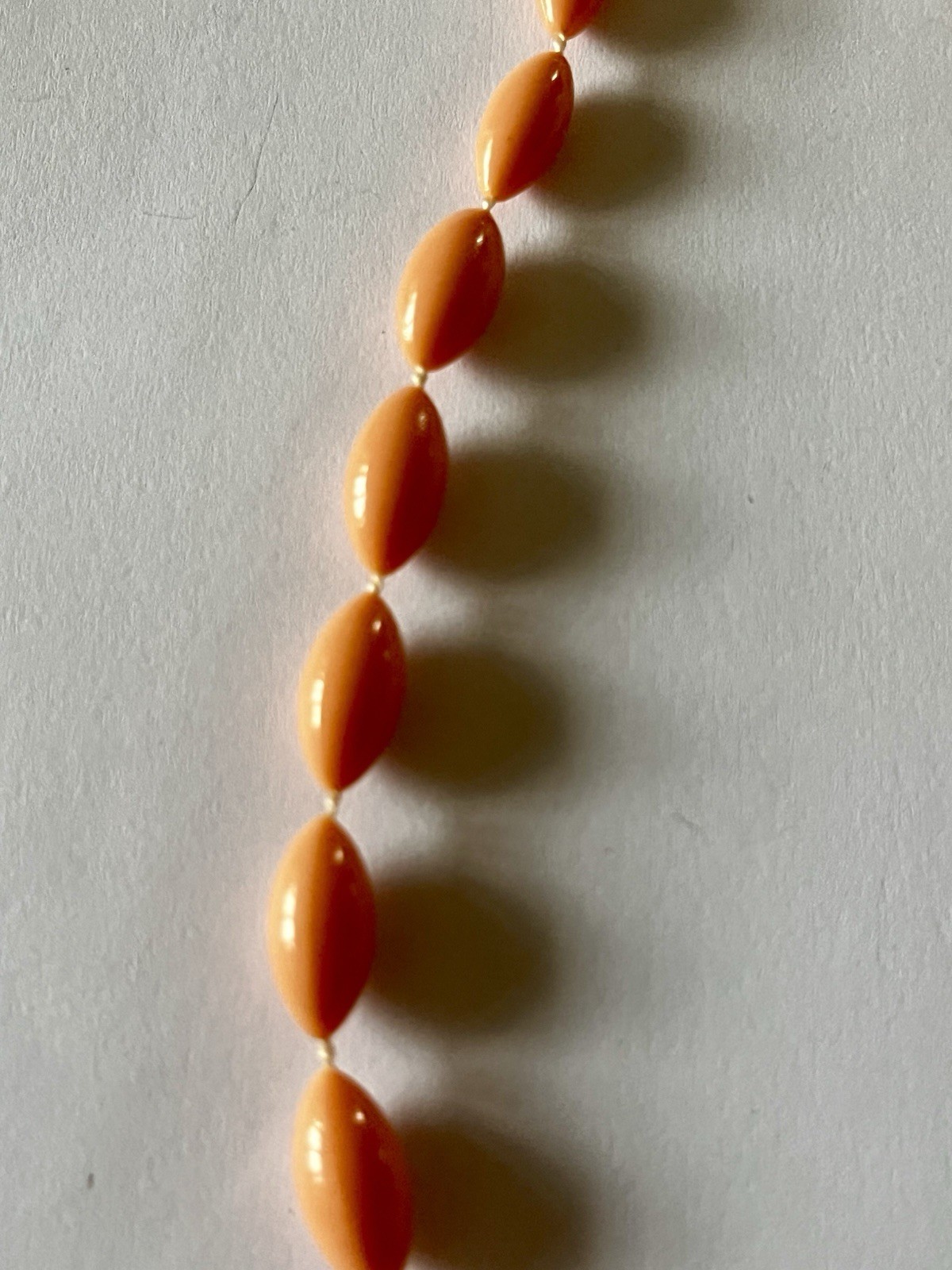 Vintage Style Peach Salmon Resin Bead Necklace Angel Skin Coral Colour 40cm