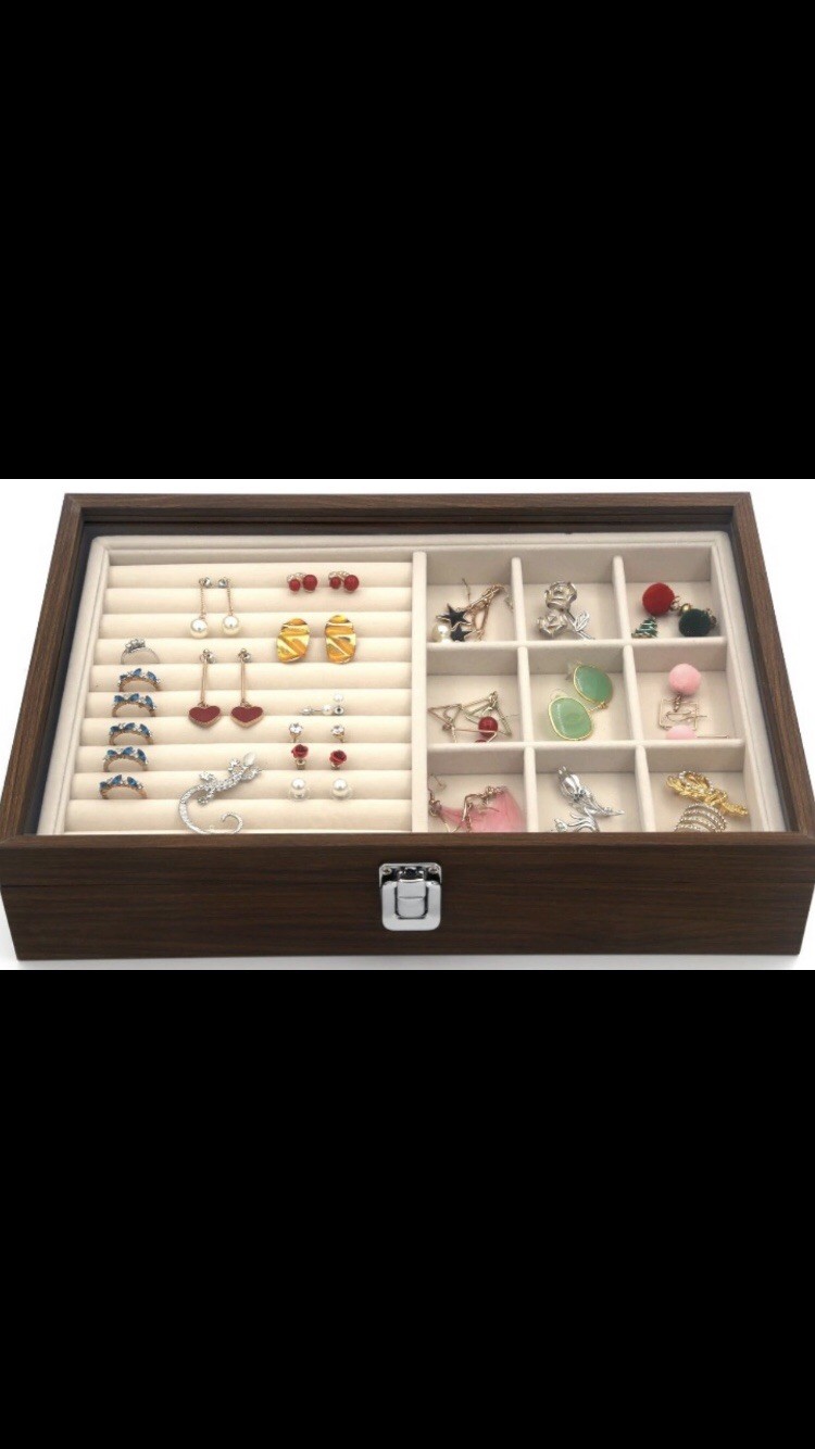 Kloud city Wood Grain Jewelry Box,Jewelry Display Case, Jewelry Displ Organizer
